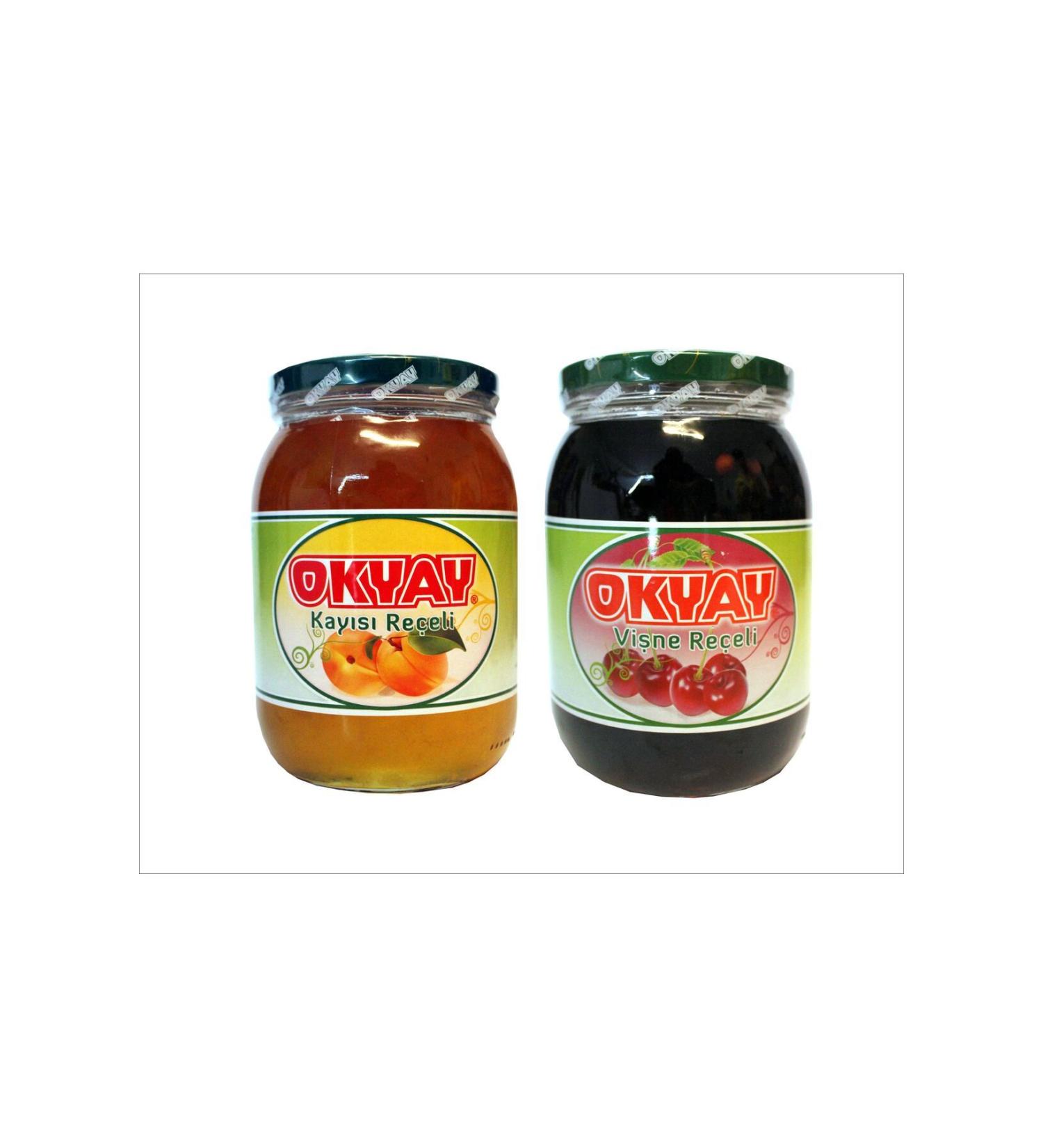 Okyay ADVANTAGE PACKAGE OF 2! (1900 GR. APRICOT AND 1900 GR. SOUR CHERRY JAM)