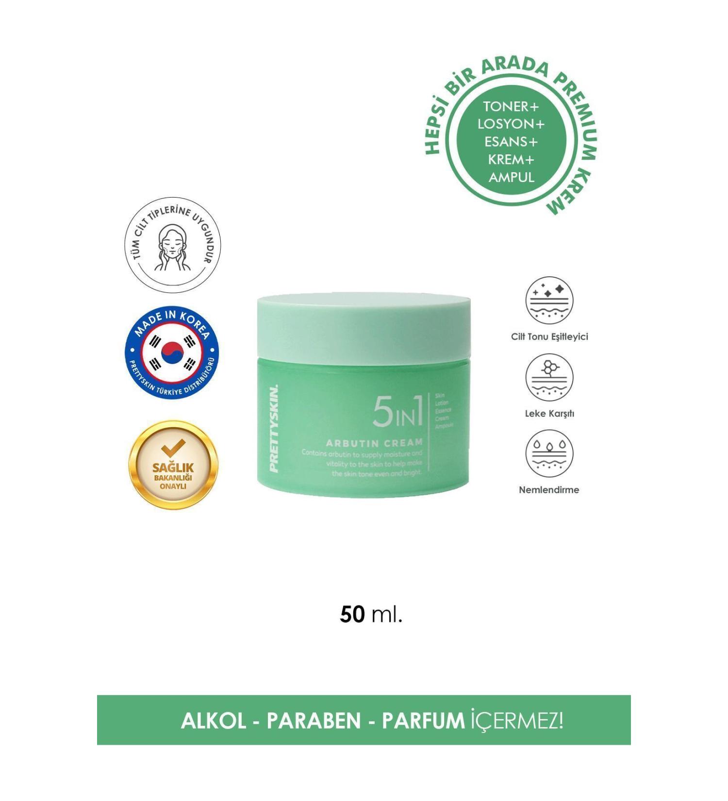 PRETTYSKIN Toning Anti-Spot 5 in 1 Premium Cream with Arbutin 50 ml - Buy Online on GoSupps.com