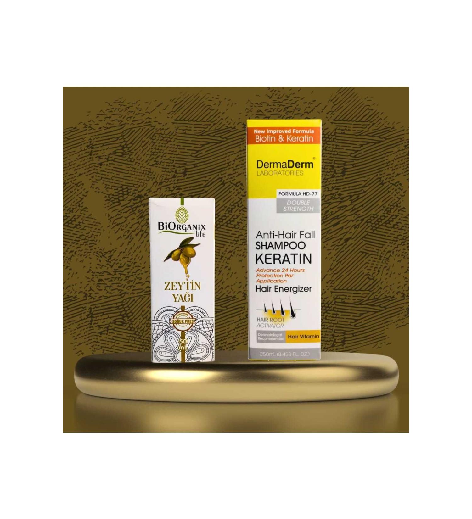 The Solution is Here Biotin & Keratin Shampoo 250 ml and Healthy Hair with Cold Pressed Olive Oil 100 ml