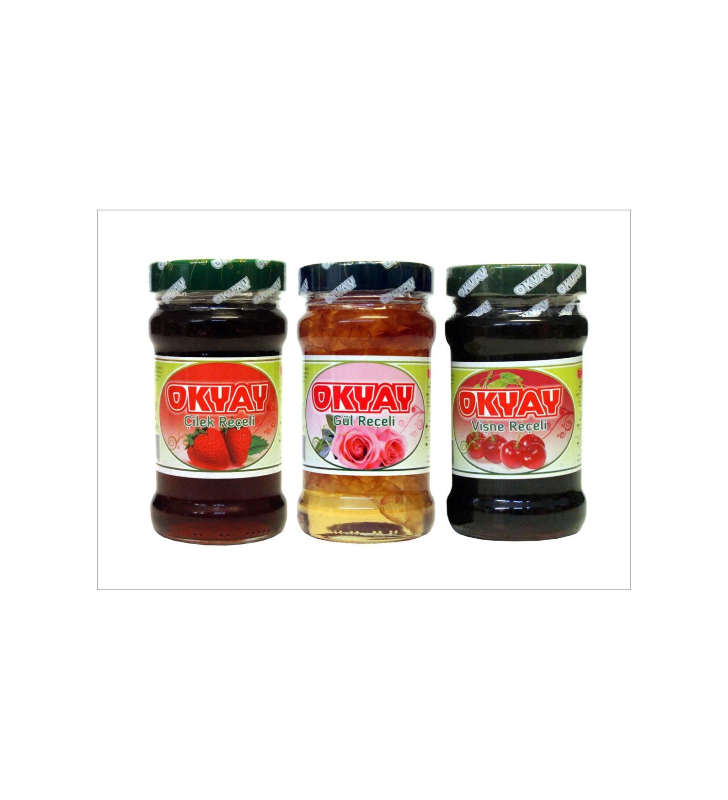 Okyay ADVANTAGEOUS PACKAGE 3-PIECE (400 gr. sour cherry strawberry rose jam)