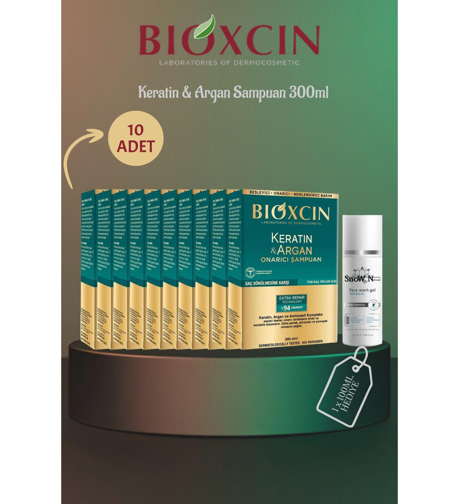 Bioxcin Keratin & Argan Shampoo 300ml 10 PCS + 1 Gel Gift SET - Buy Online on GoSupps.com