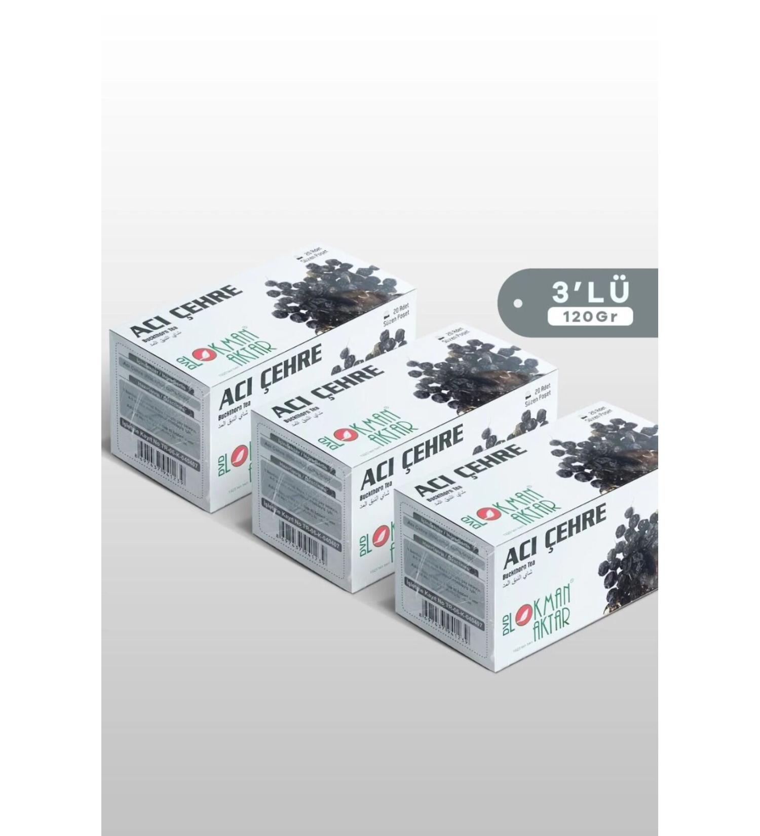 DVD Lokman Aktar Bitter Chest Tea 20 Cups Tea Bag 40 Gr x 3 Pieces