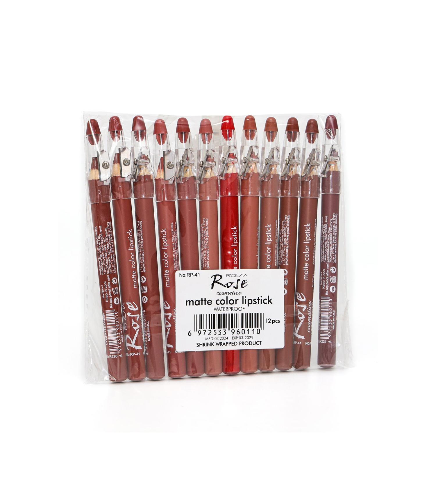 Cosha Beauty Rose 12-Piece Thick Matte Lip Pencil Set with Sharpener - Buy Online on GoSupps.com