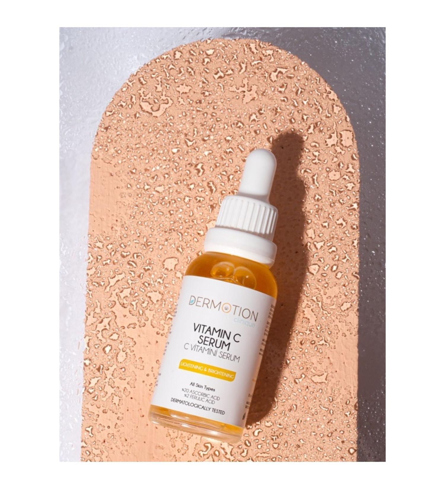 DERMOTION Brightening Vitamin C Skin Serum 30 ml (Ascorbic Acid & 2% Ferulic Acid) - Buy Online on GoSupps.com