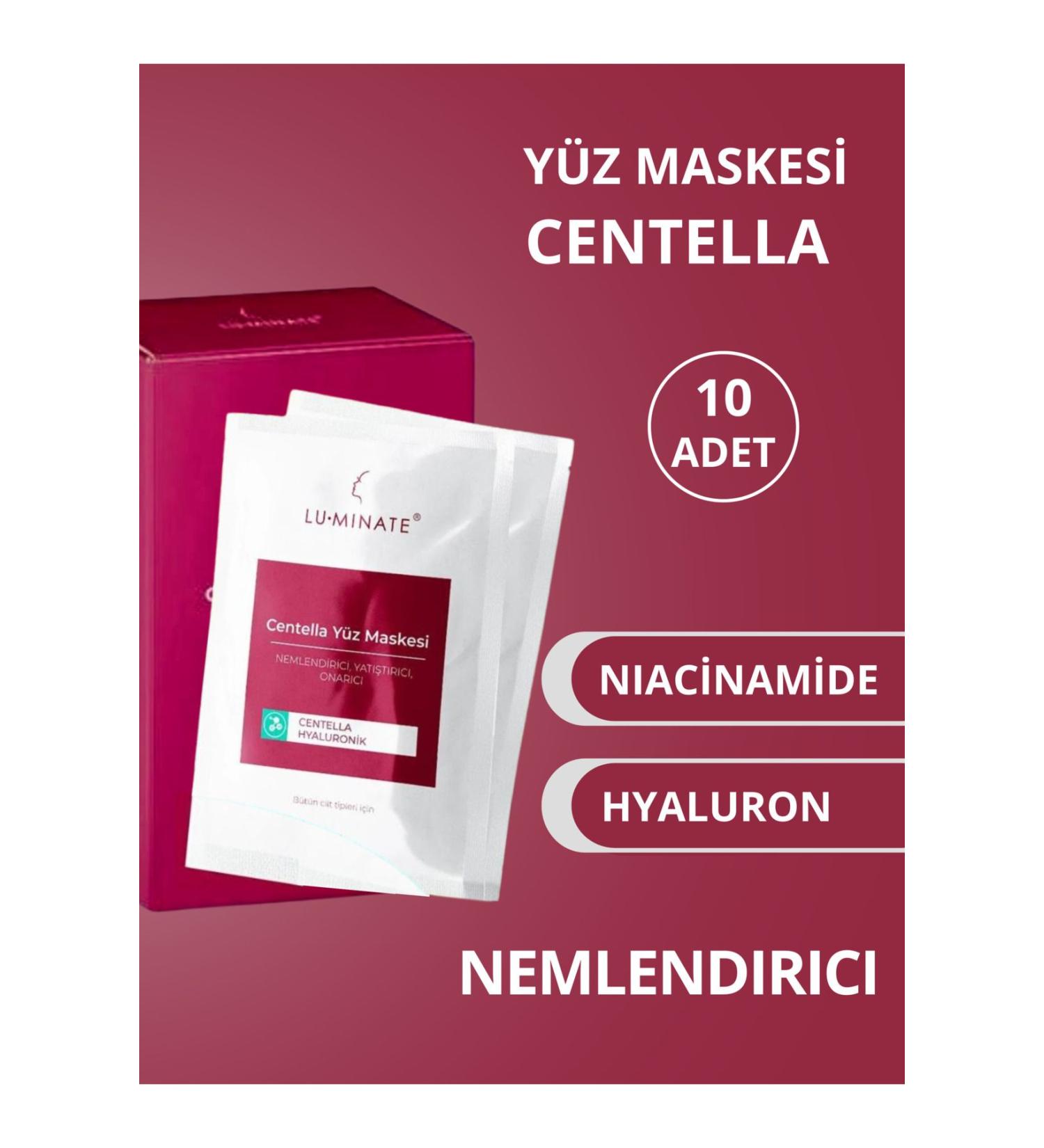 Luminate Face Mask Cica 10-Piece Centella Asiatica Hyaluronic Acid Soothing Moisturizing Treatment Mask - Buy Online on GoSupps.com