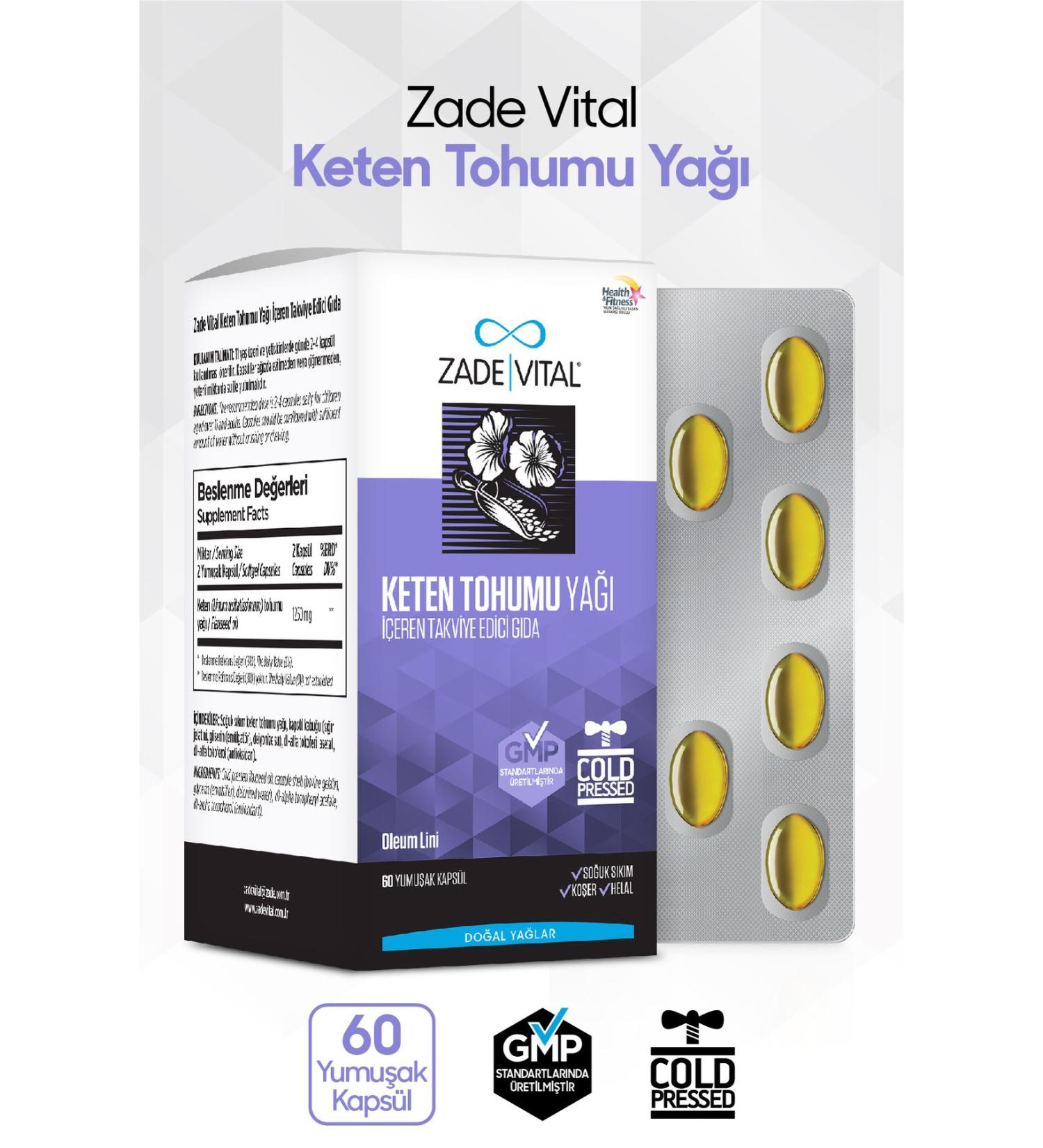 Zade Vital Flaxseed Oil 60 Softgels 625 mg