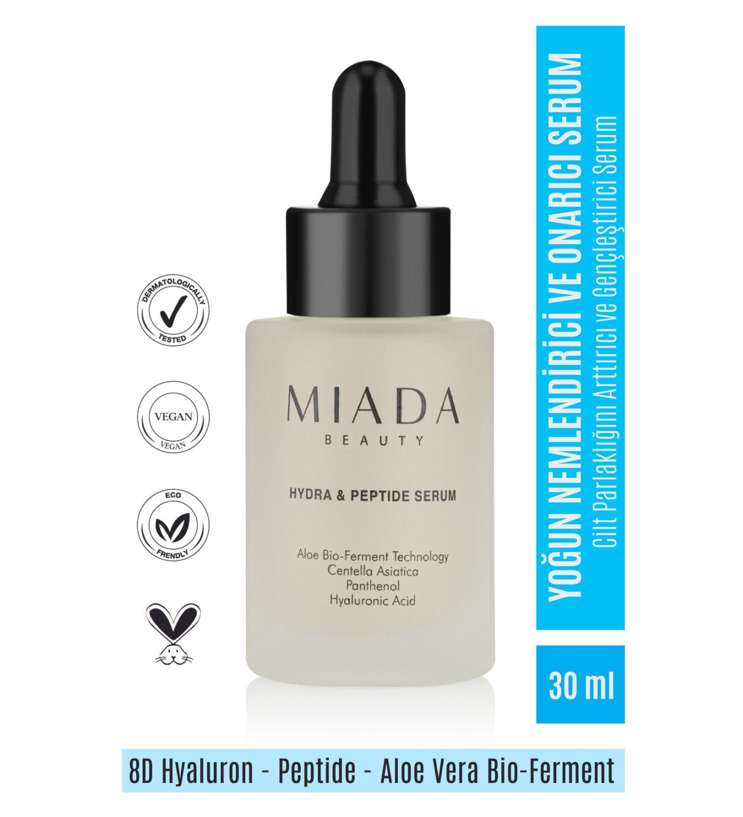 Miada Beauty Hydra&Peptide Serum - Intensive Moisturizing and Repairing Serum 30 ml - Buy Online on GoSupps.com