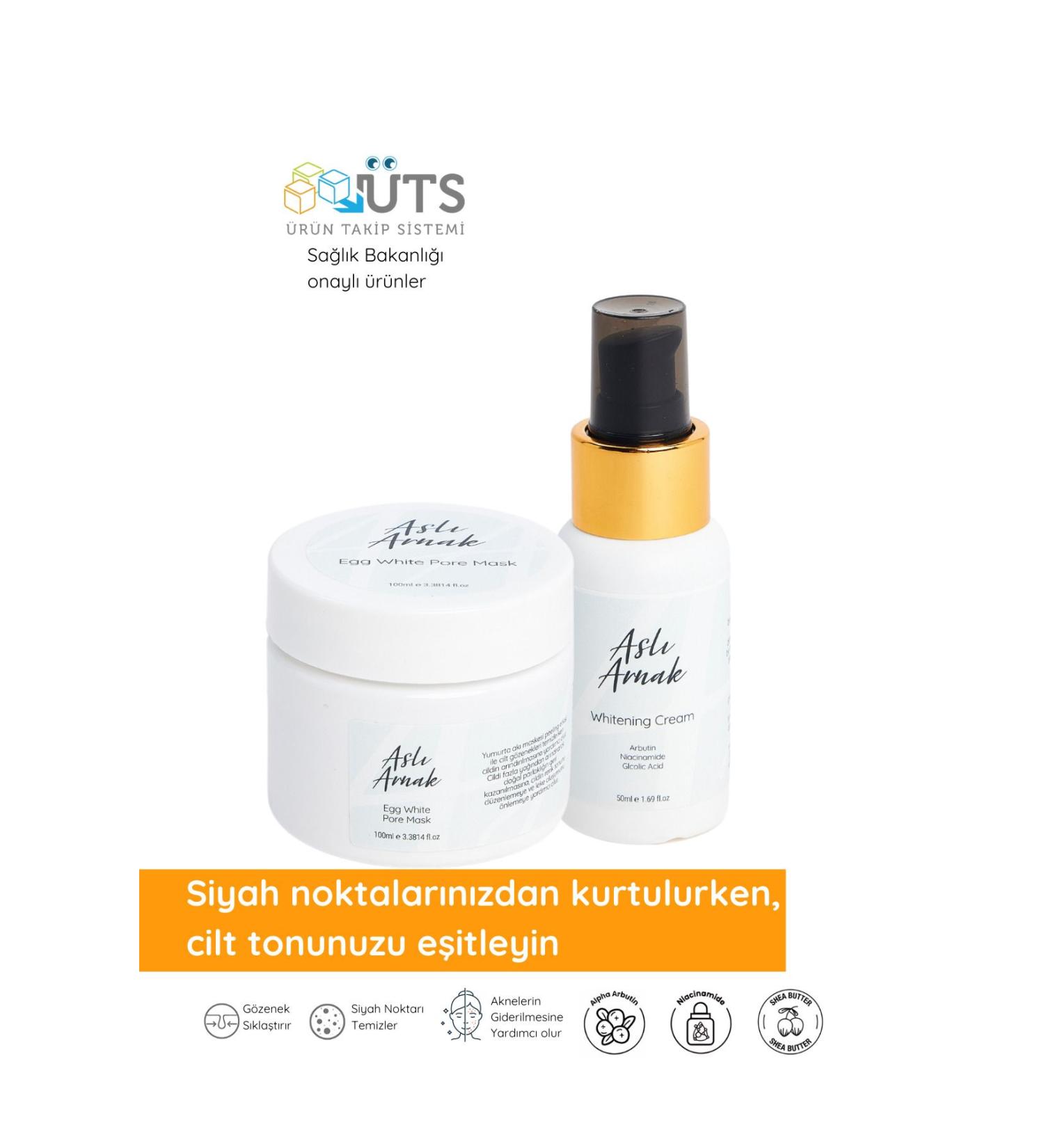 Asl Arnak Anti-Blackhead Egg White Mask & Skin Whitening Brightening Anti-Spot Care Cream