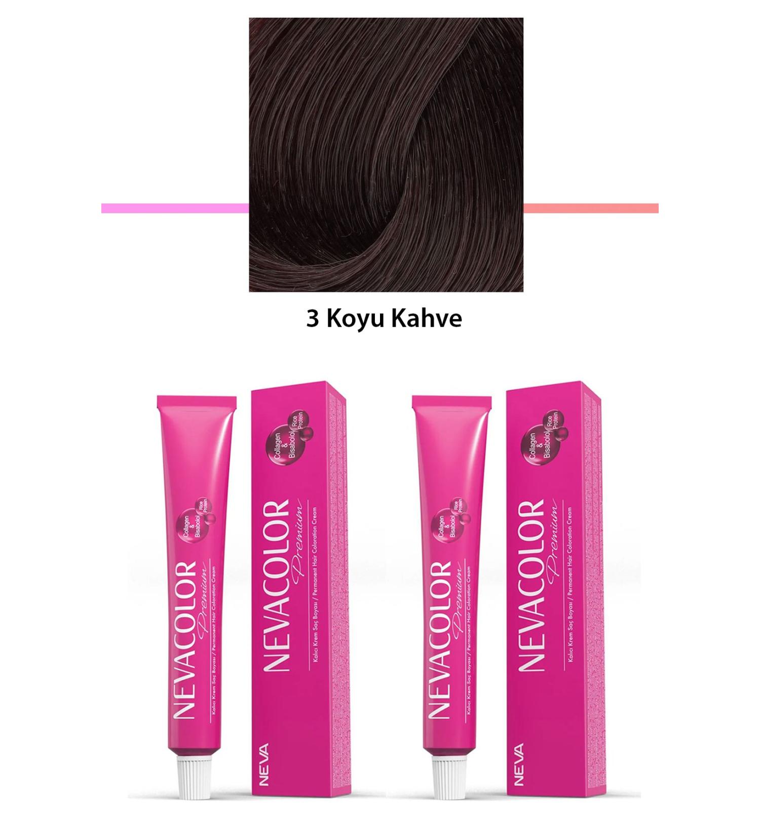 Skygo 2 Set Premium 3 Dark Brown - Permanent Cream Hair Dye 2 X 50 g Tube