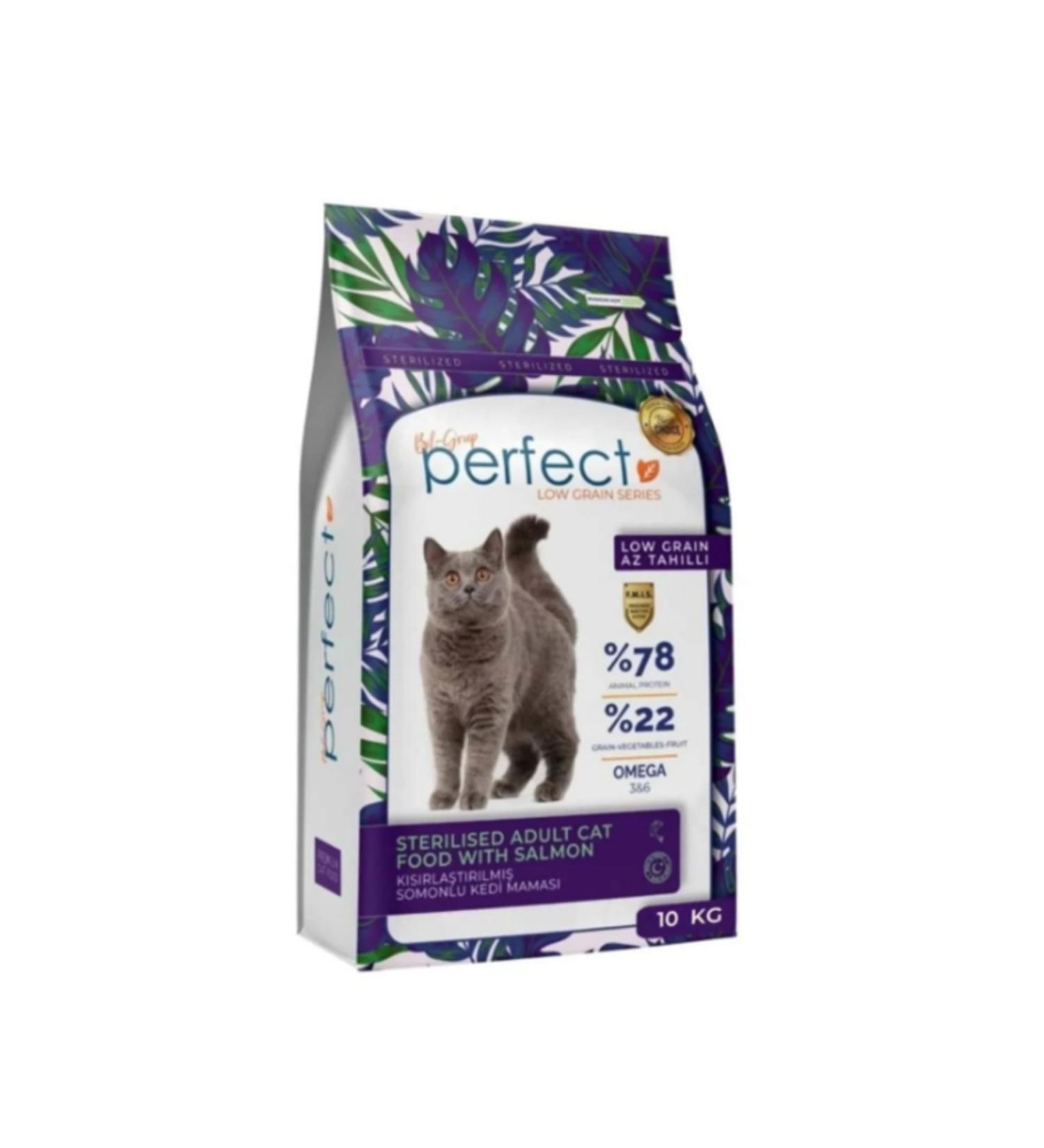 PERFECT Low Grain Sterilized Cat Food with Salmon 10 Kg