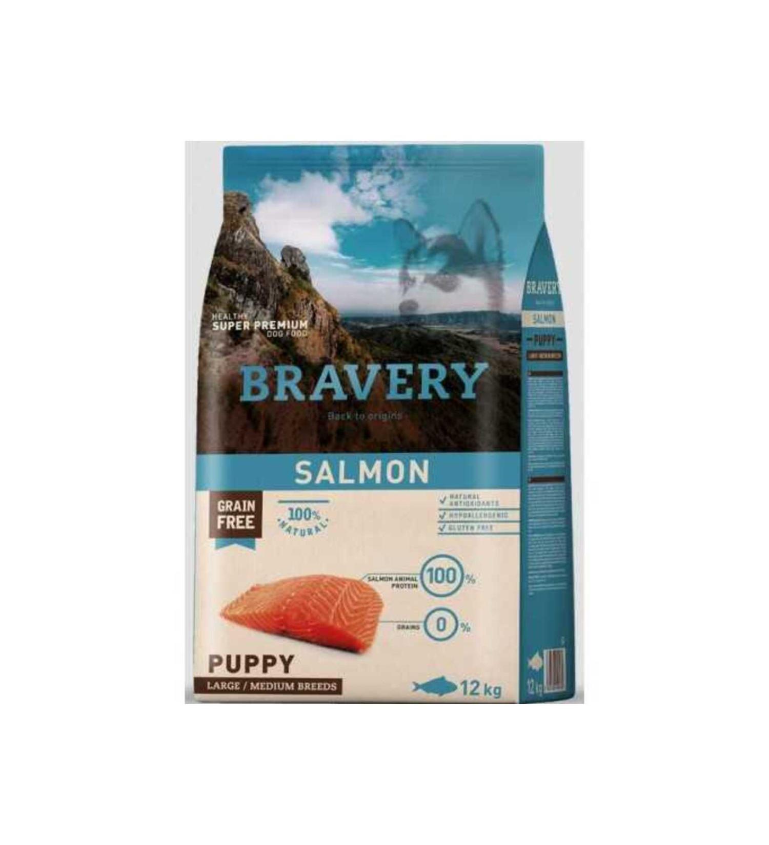 Bravery Grain Free Puppy Medium Large Salmon Dog Food 12 Kg
