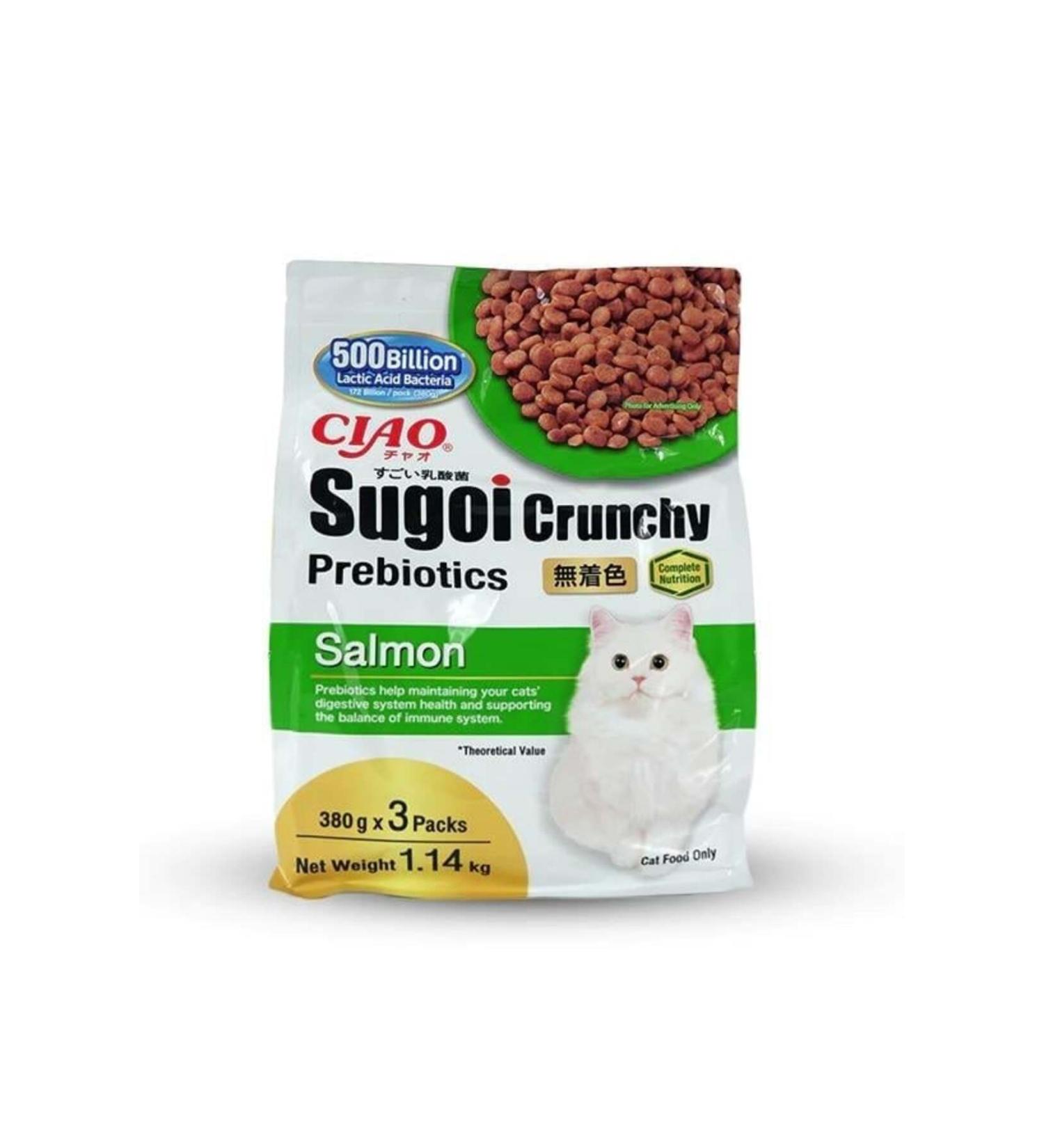 Ciao Sugoi Crunchy Salmon Prebiotic Cat Food 380 gr 3 Packs 1.14 Kg