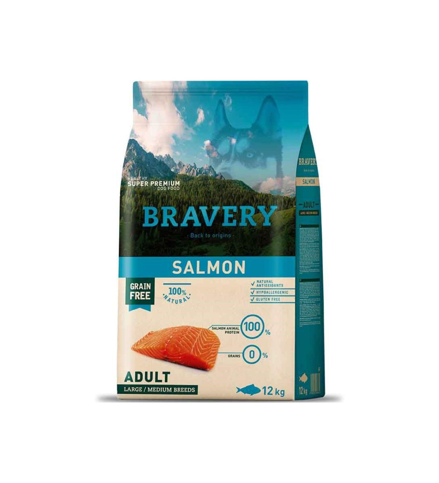 Bravery Adult Medium Large Salmon Grain Free Dog Food 12 Kg
