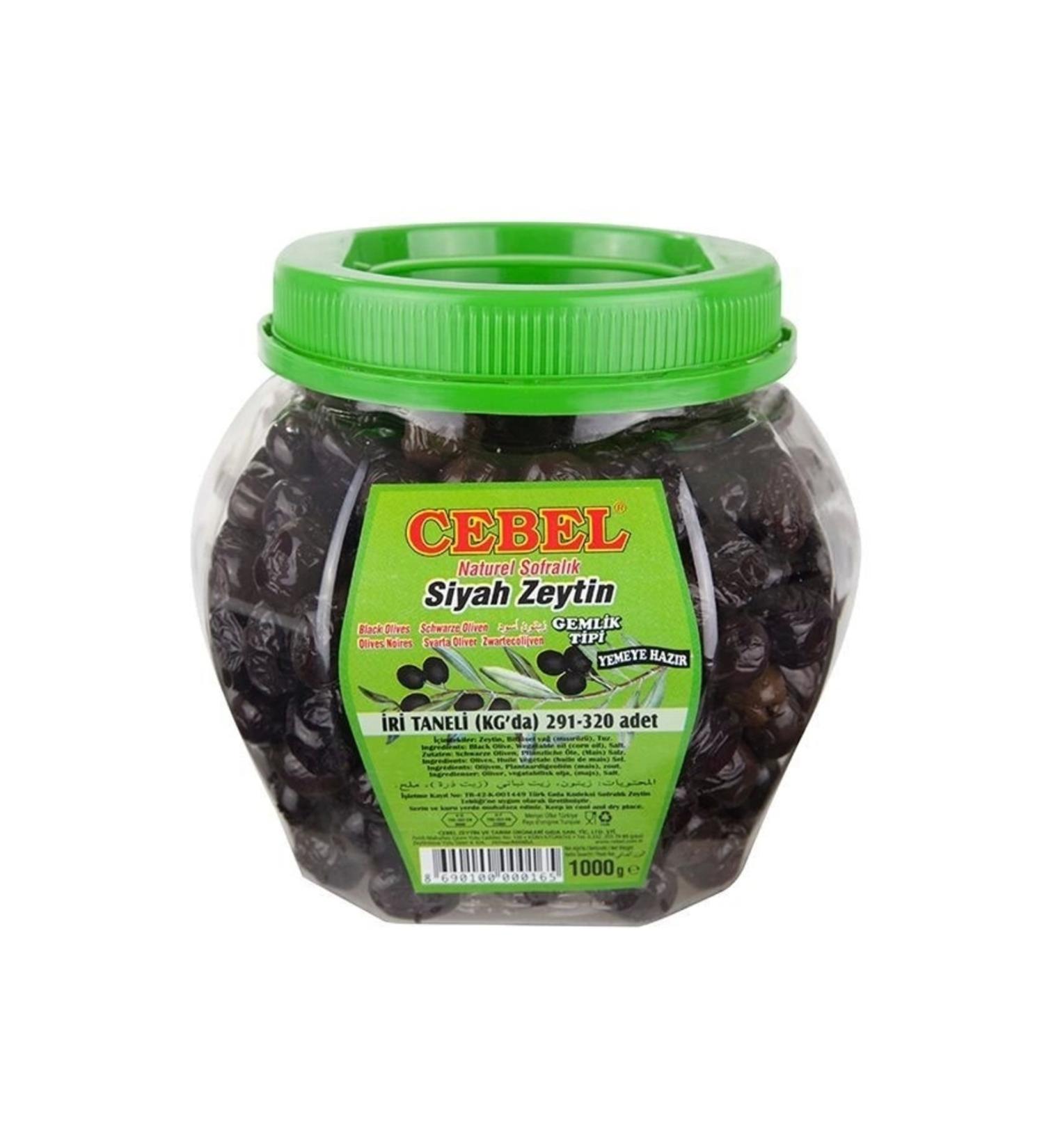 Cebel Black Olives Coarse Grain 291-320 Pet 1000 gr