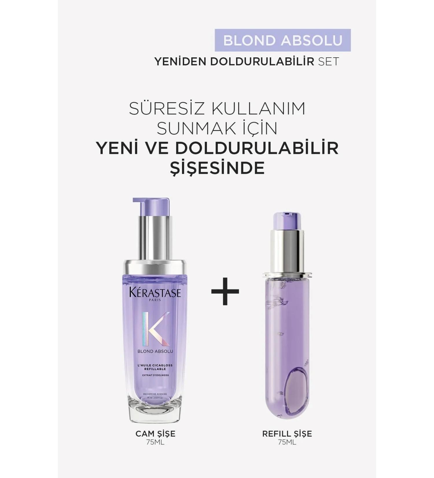 Kerastase Blond Absolu L'huile Cicagloss-Hair Care Oil Strengthening Hair Fibers-Refillable Bottle 75 ml.