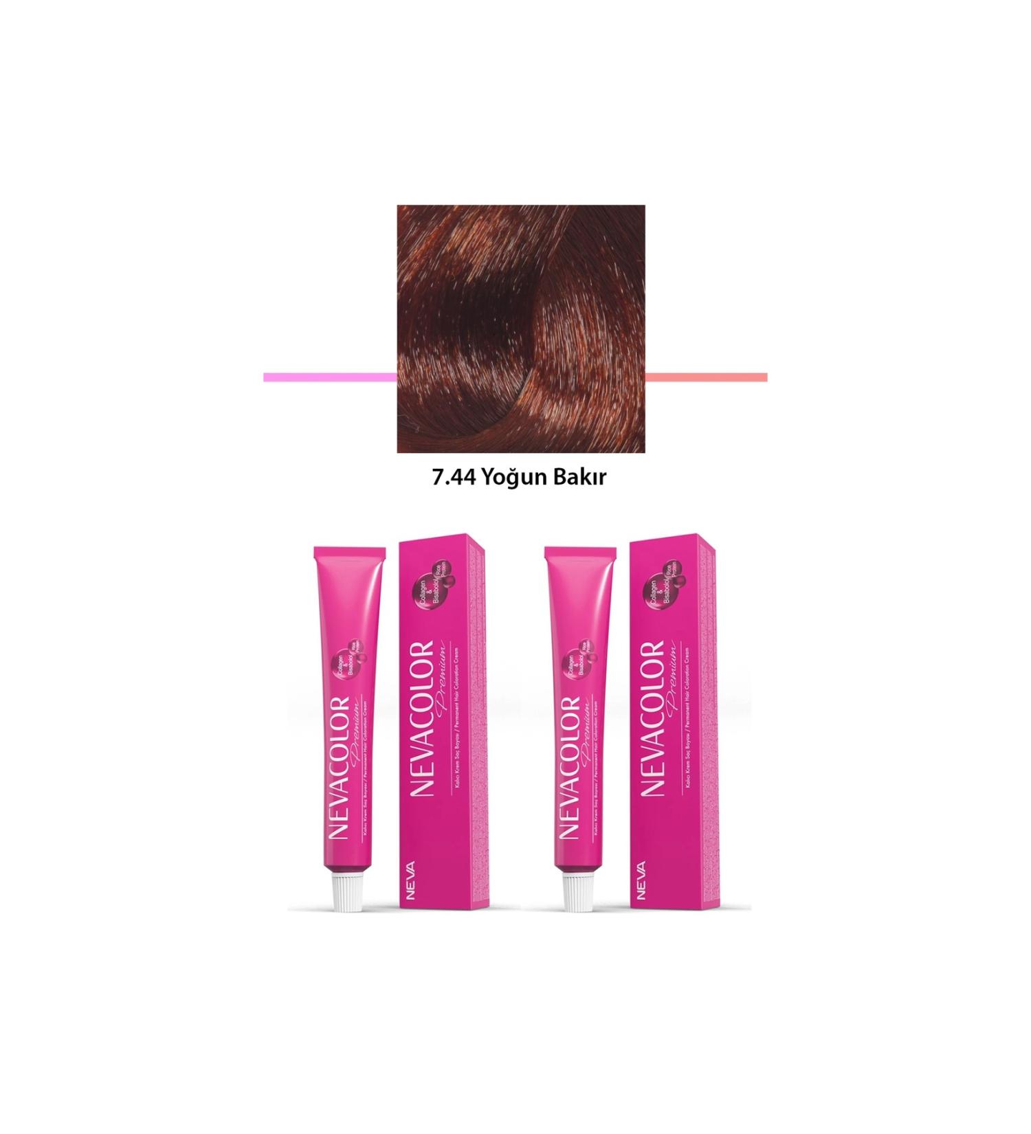 ENSAR CLOTHING 2 Set Premium 7.44 Intense Copper - Permanent Cream Hair Dye 2 X 50 g Tube