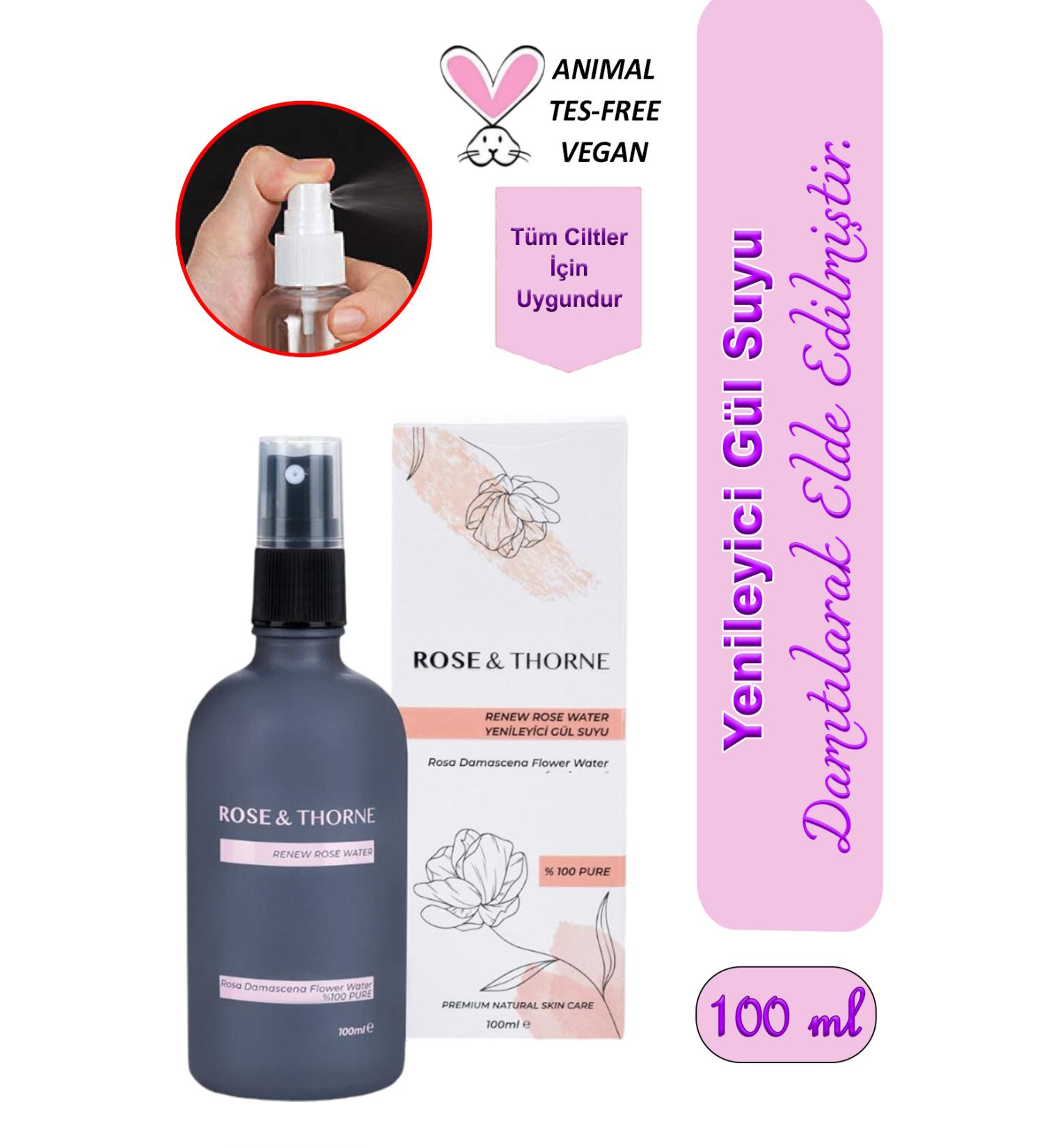ROSE & THORNE 100 Ml Refreshing Natural Distilled Rose Water Skin Face Cleansing Moisturizing Antioxidant