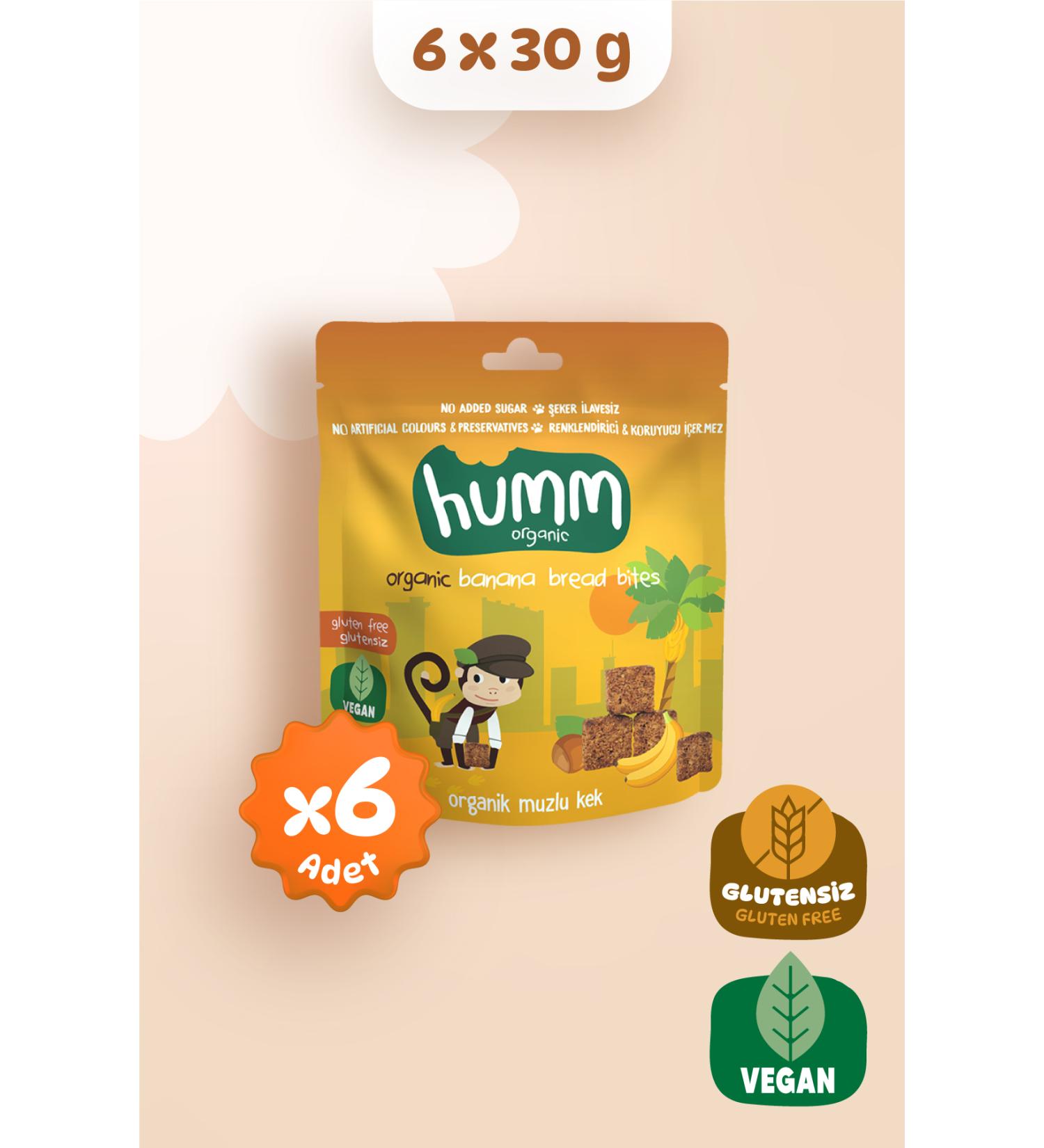 Humm Organic Organic Gluten-Free Vegan Banana Cake Snack Pack - 6 pieces - Buy Online on GoSupps.com