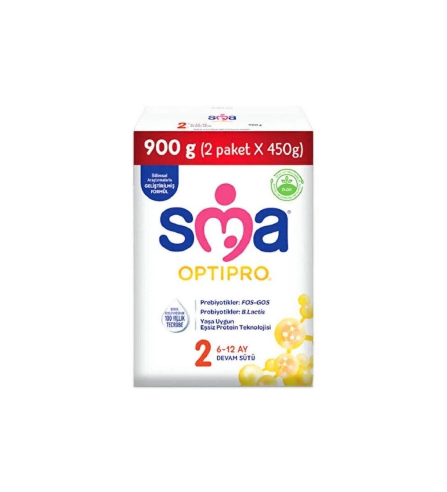 SMA Optipro 2 6-12 Months Follow-On Milk 900 g (2 Packs x 450 g)