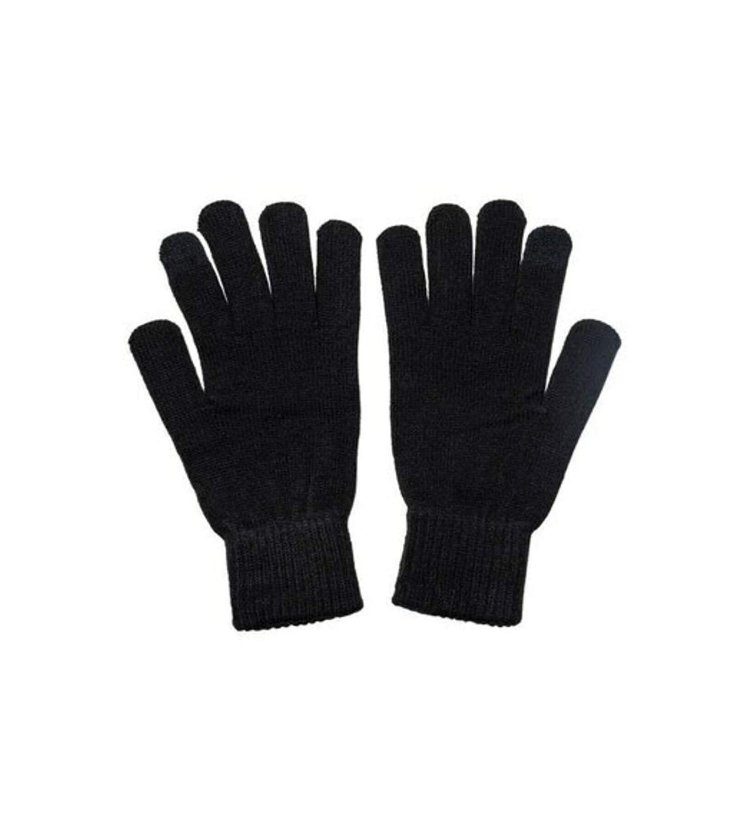Skygo Double Layer Thick Black Warm Wool Winter Gloves Unisex 1 Pair for Women Men