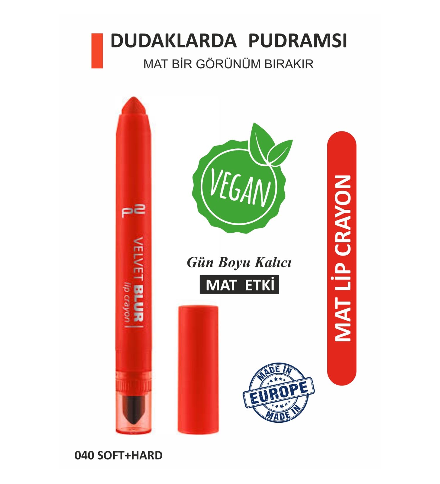 p2p Velvet Blur Lip Crayon Red 040 Soft + Hard