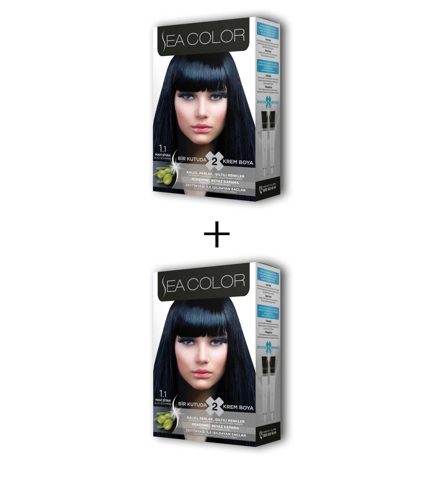 DEL ORMAN 2X2 Tube Cream Hair Dye Set Blue Black No:1.1