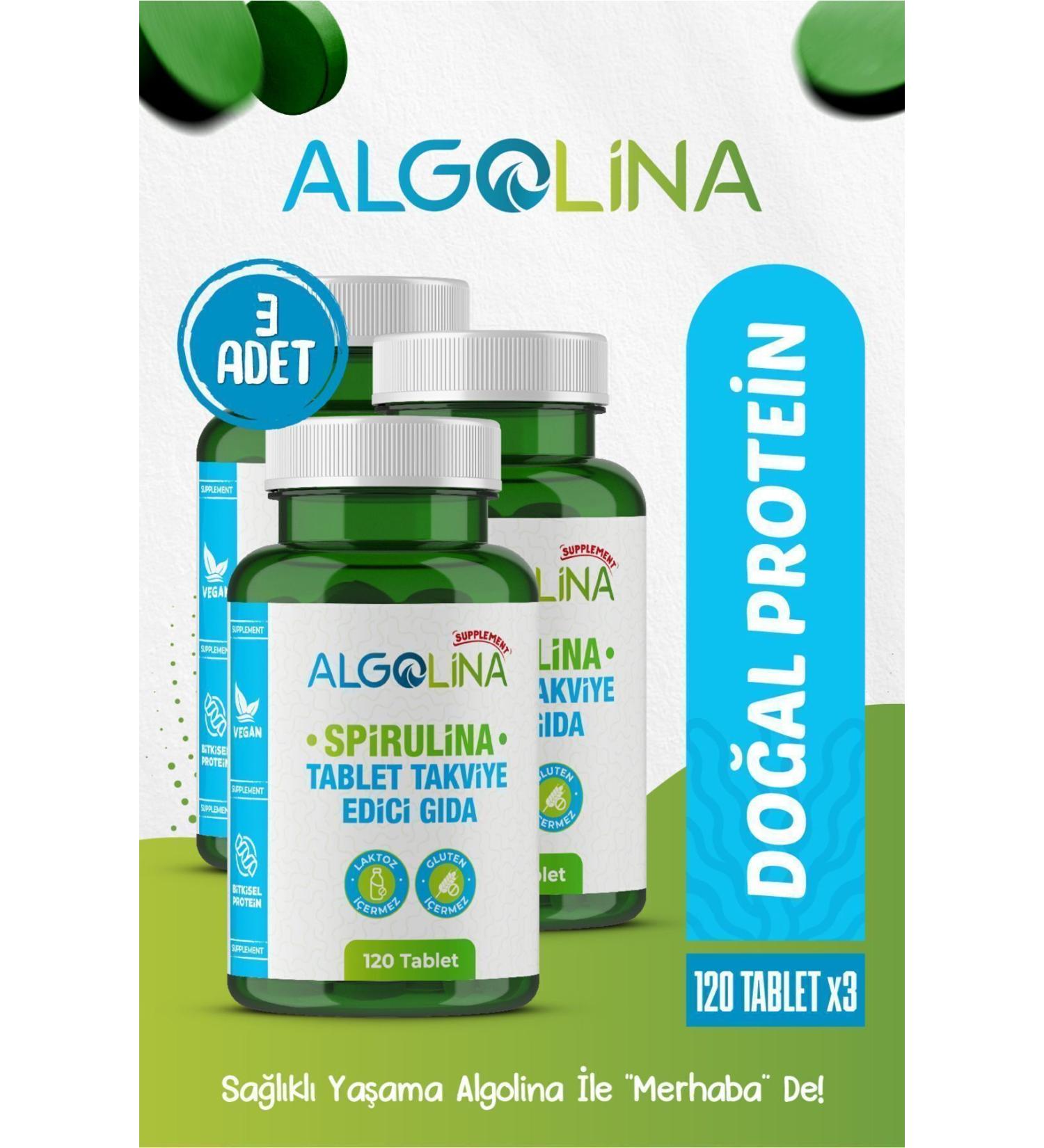 Algolina Spirulina 120 Tablets 525 Mg Protein - Food Supplement (3 PIECES) - Buy Online on GoSupps.com