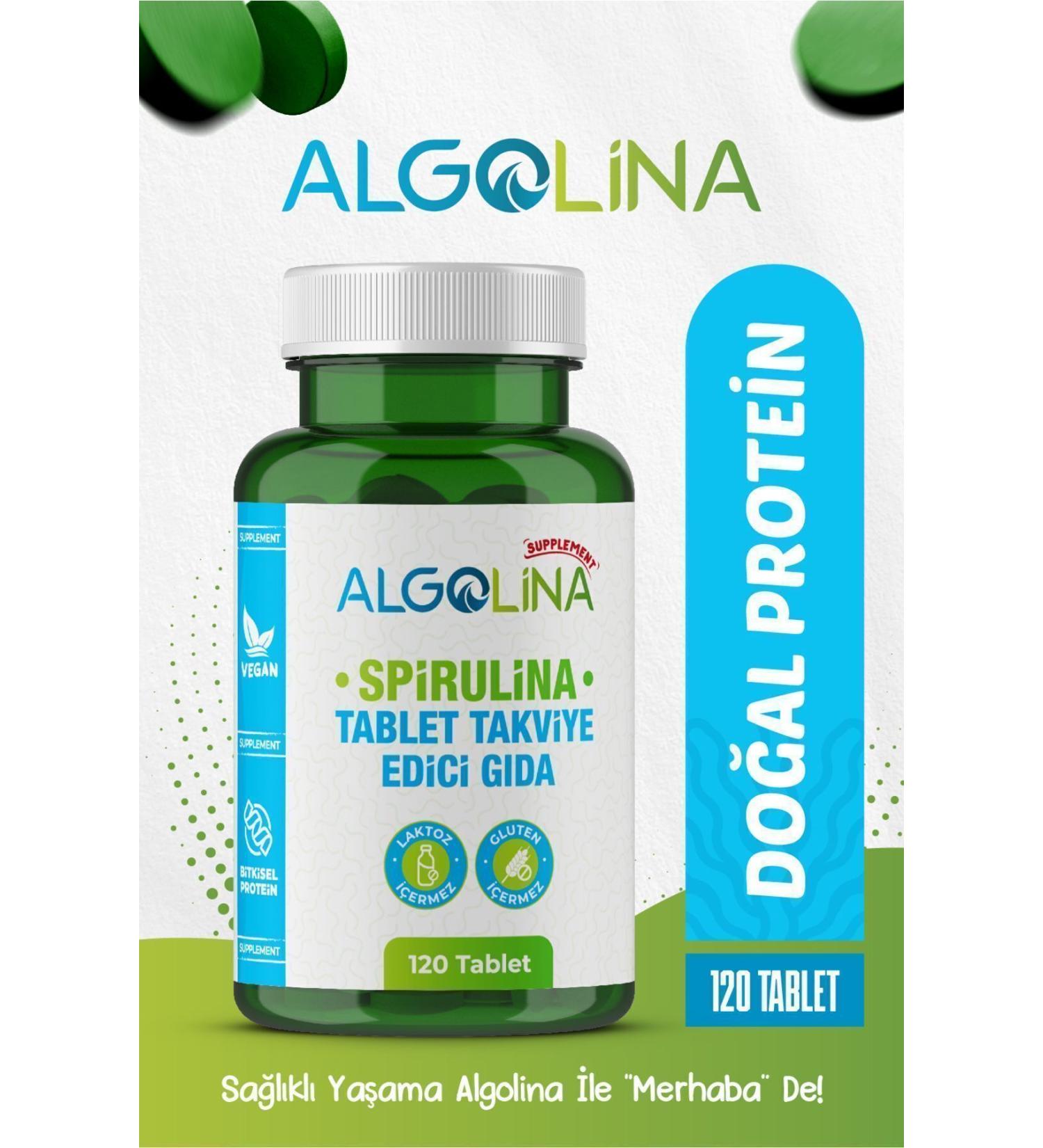 Algolina Spirulina 120 Tablets 525 Mg Protein - Food Supplement - Buy Online on GoSupps.com