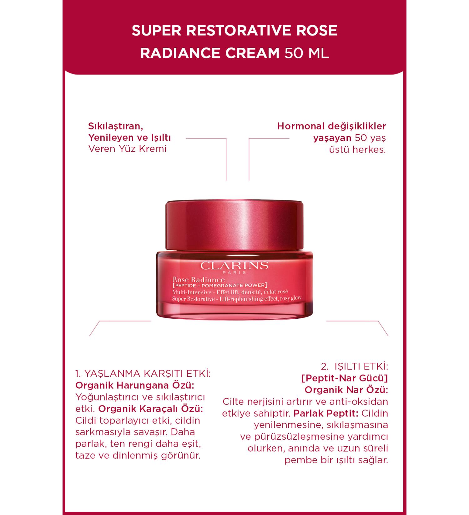 Clarins SUPER RESTORATIVE ROSE RADIANCE CREAM 50 ML- Pink toned anti-aging day cream - Buy Online on GoSupps.com