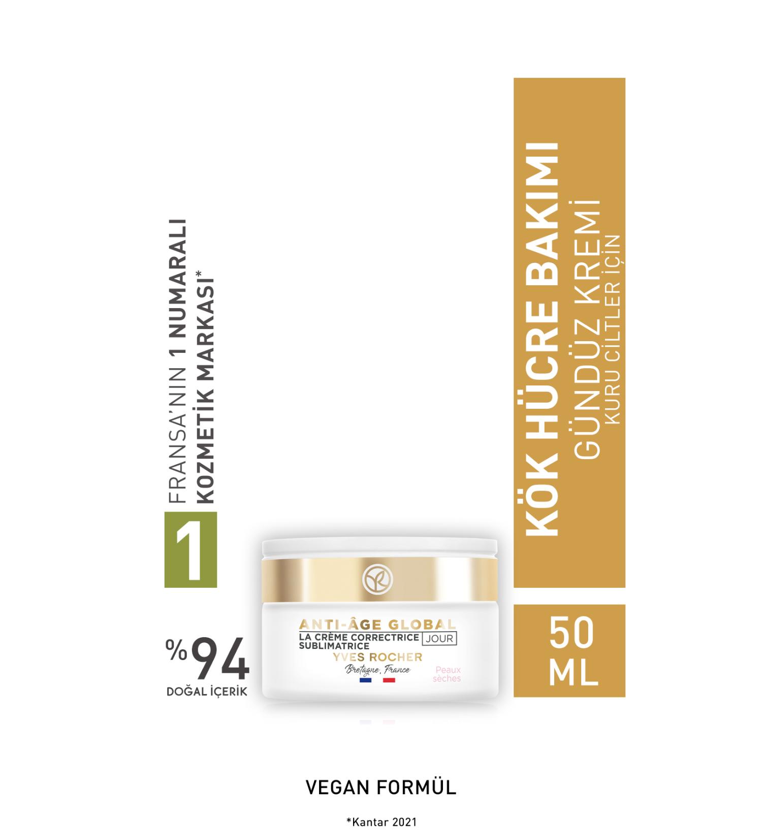 Yves Rocher Anti-Aging Plant Stem Cell Care Anti-age Global - Hyaluronic Acid - Dry Skin Day Cream - Buy Online on GoSupps.com