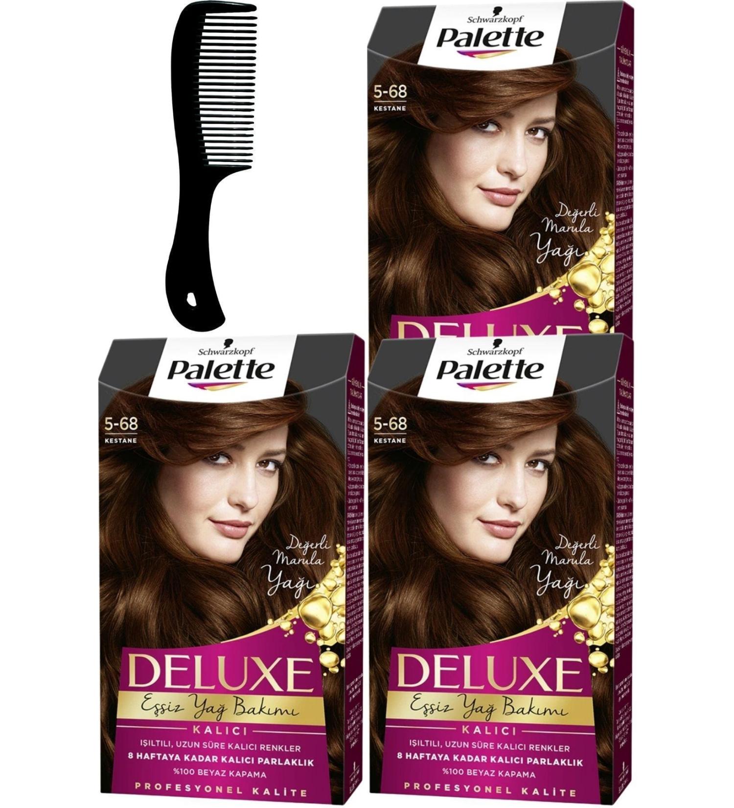 Palette Deluxe Hair Dye 5-68 Chestnut X 3 Pieces + Hair Opening Comb - Buy Online on GoSupps.com