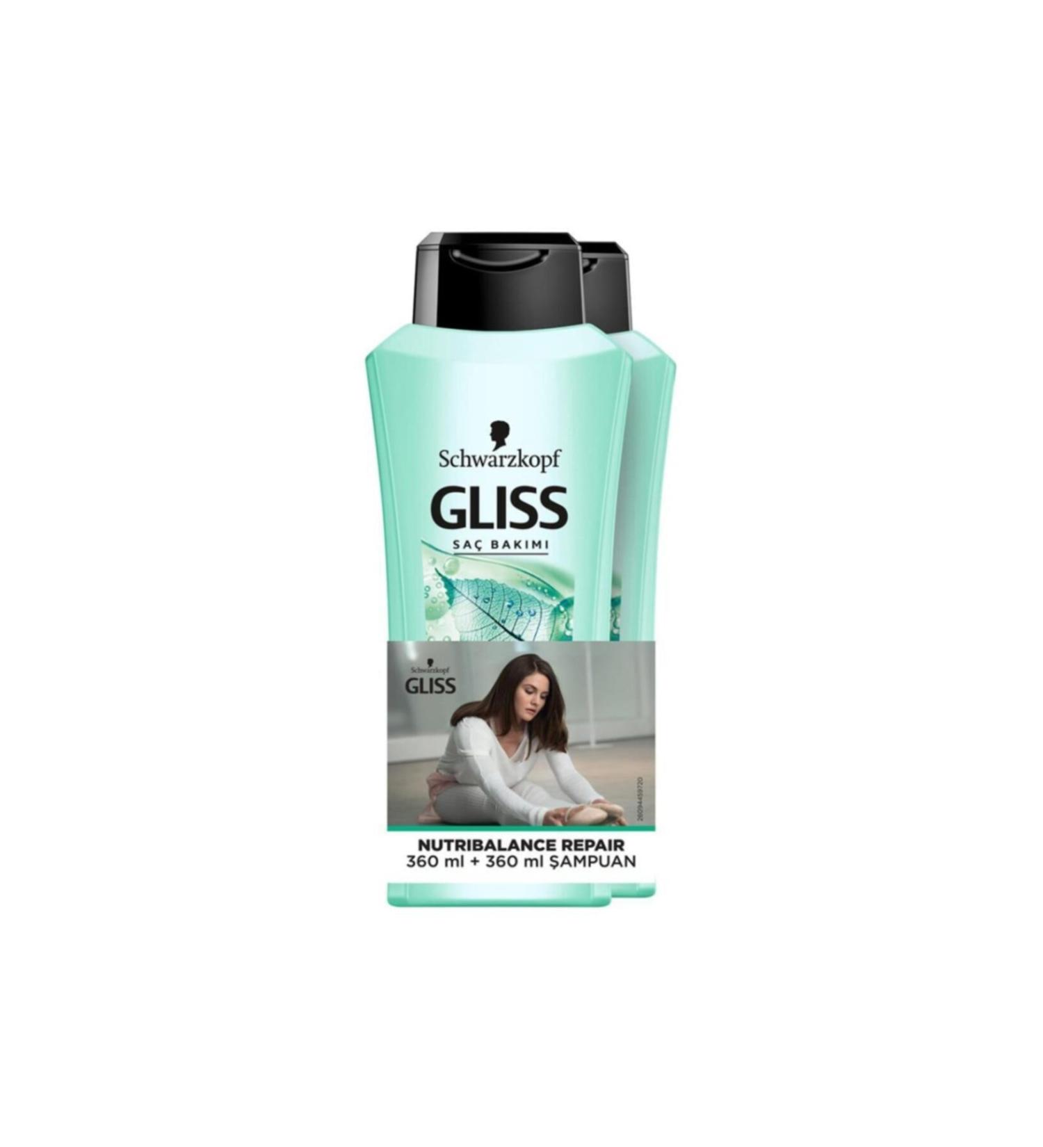 Gliss Nutribalance Repair Anti-Hair Loss Shampoo 360 ml Set of 2