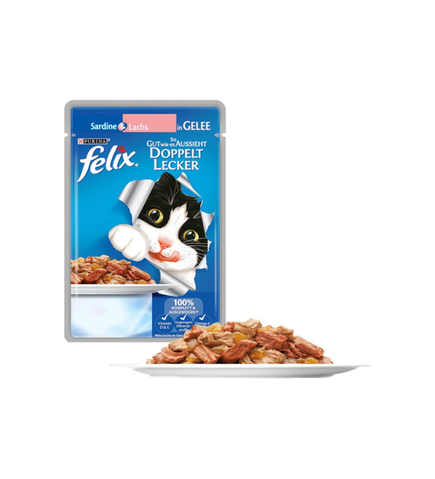 FELIX Felix Salmon Sardine Cat Pouch 100gr 12 Pieces