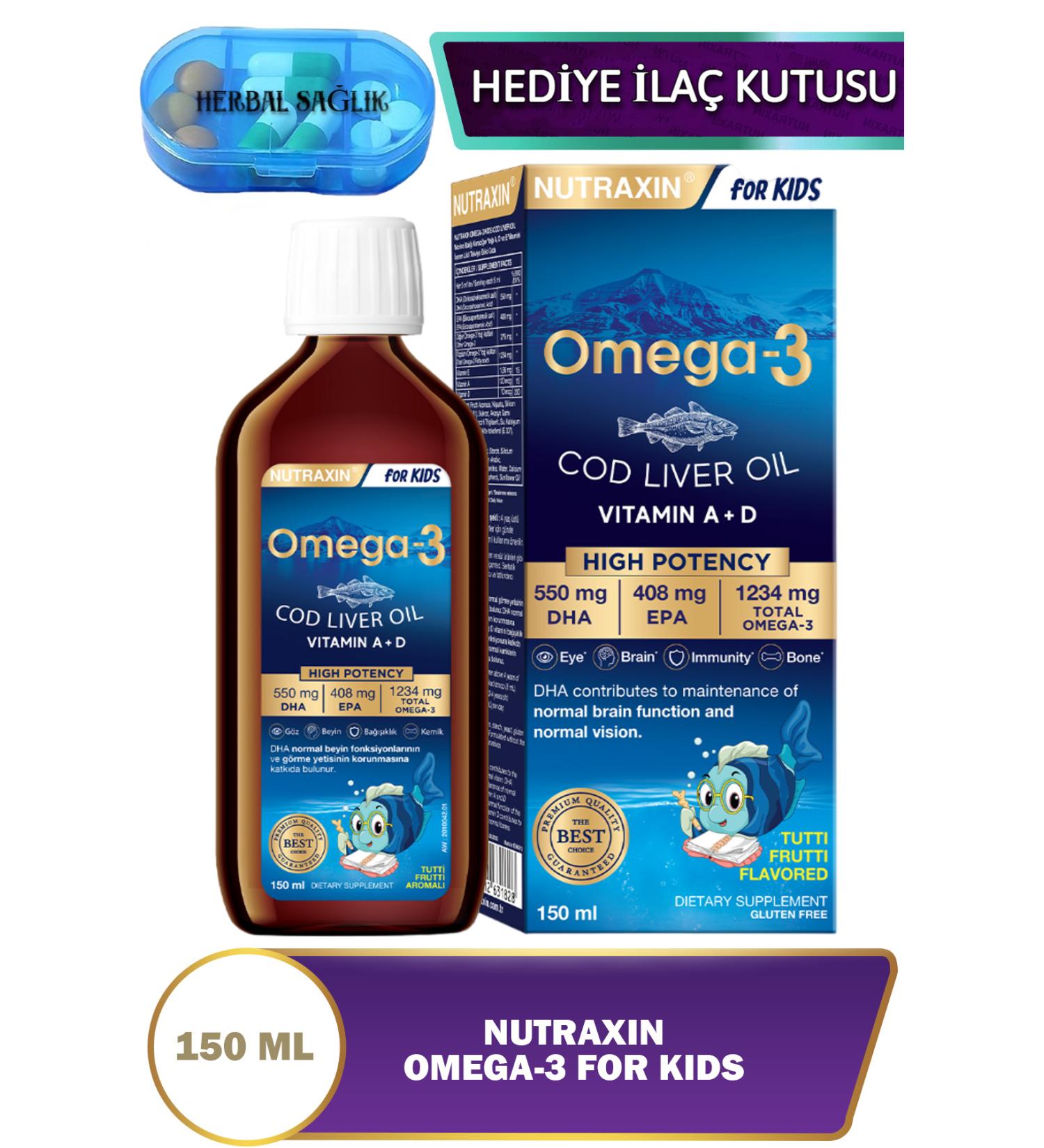 Nutraxin Omega 3 Fish Oil - (EPA 408 Mg-DHA 550 Mg) Tutti Frutti Flavored 150 Ml