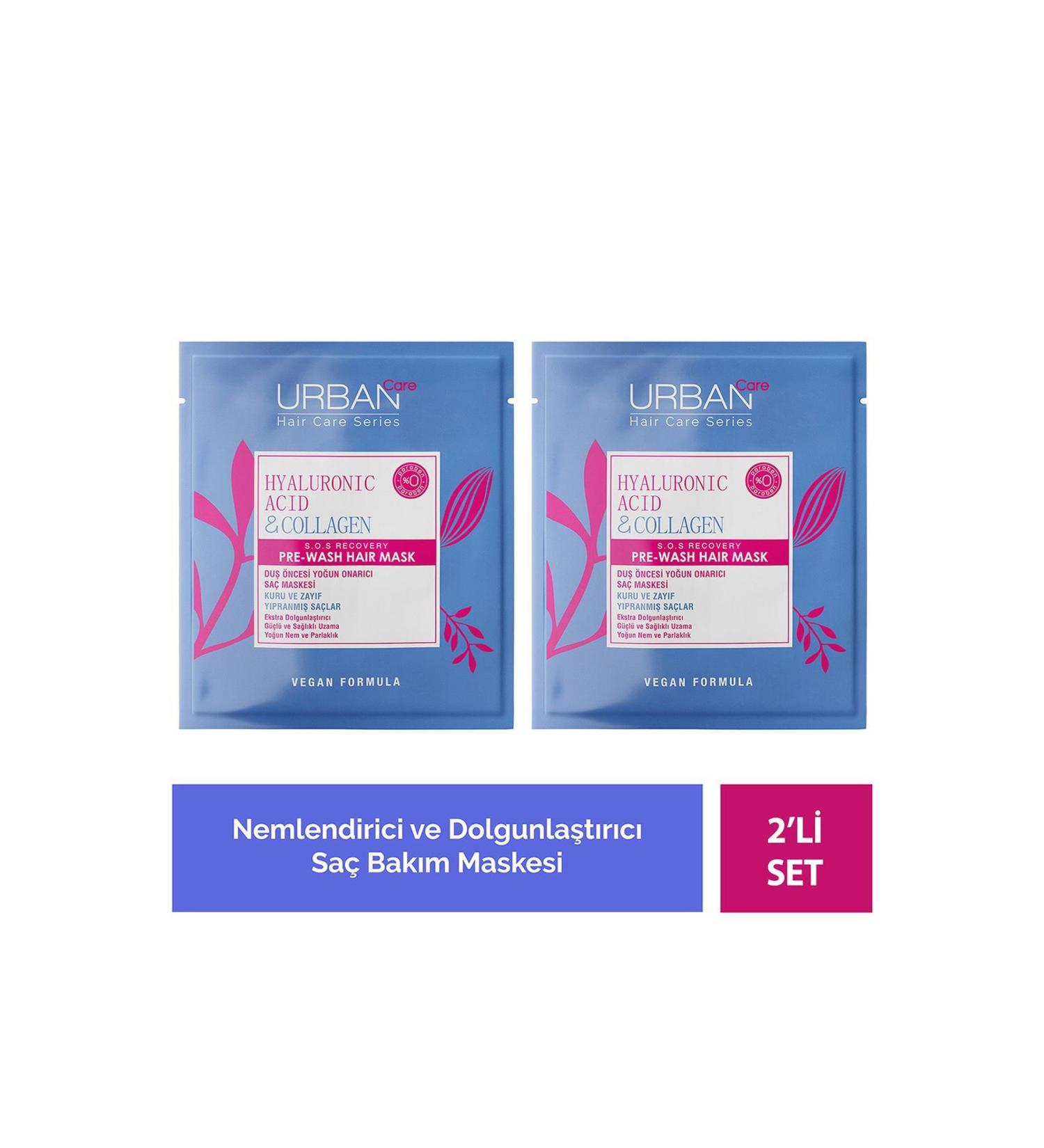 Urban Care Hyaluronic Acid & Collagen Healthy Growth Pre-Shower Hair Mask 50 ml X 2-vegan - Buy Online on GoSupps.com
