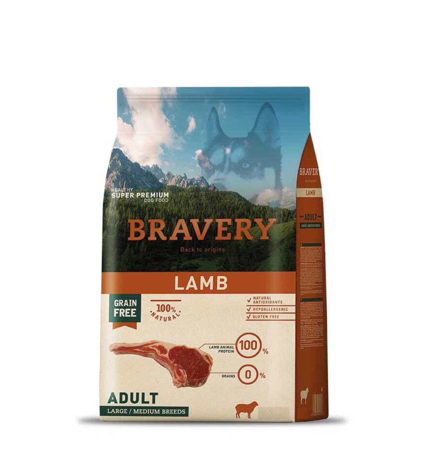 Bravery Grain-Free Lamb Meat Medium and Large Breed Dog Food 4 Kg