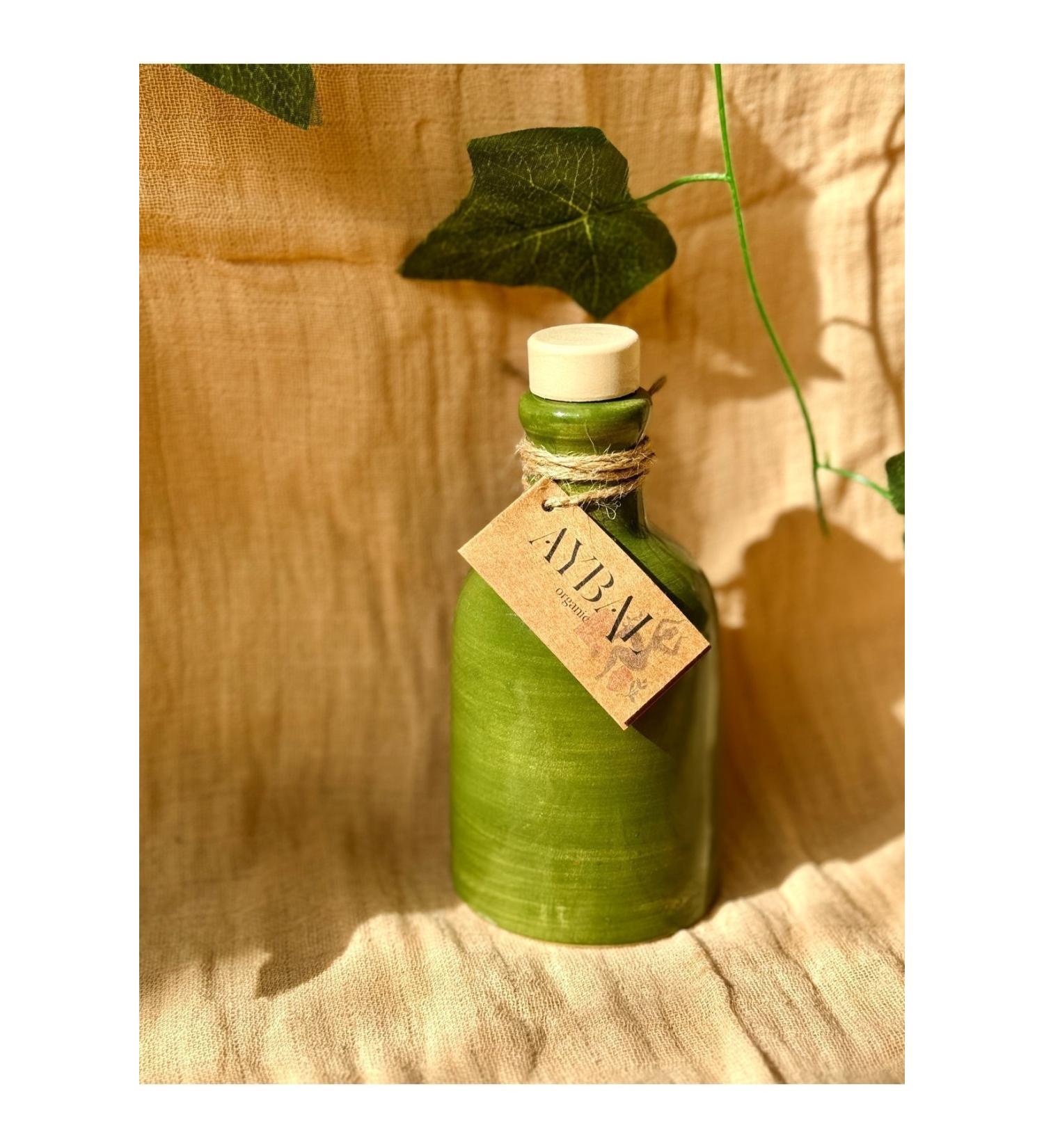 Aybal Organic Natural Extra Virgin Olive Oil Neptune Model Green Ceramic Bottle 250 ml