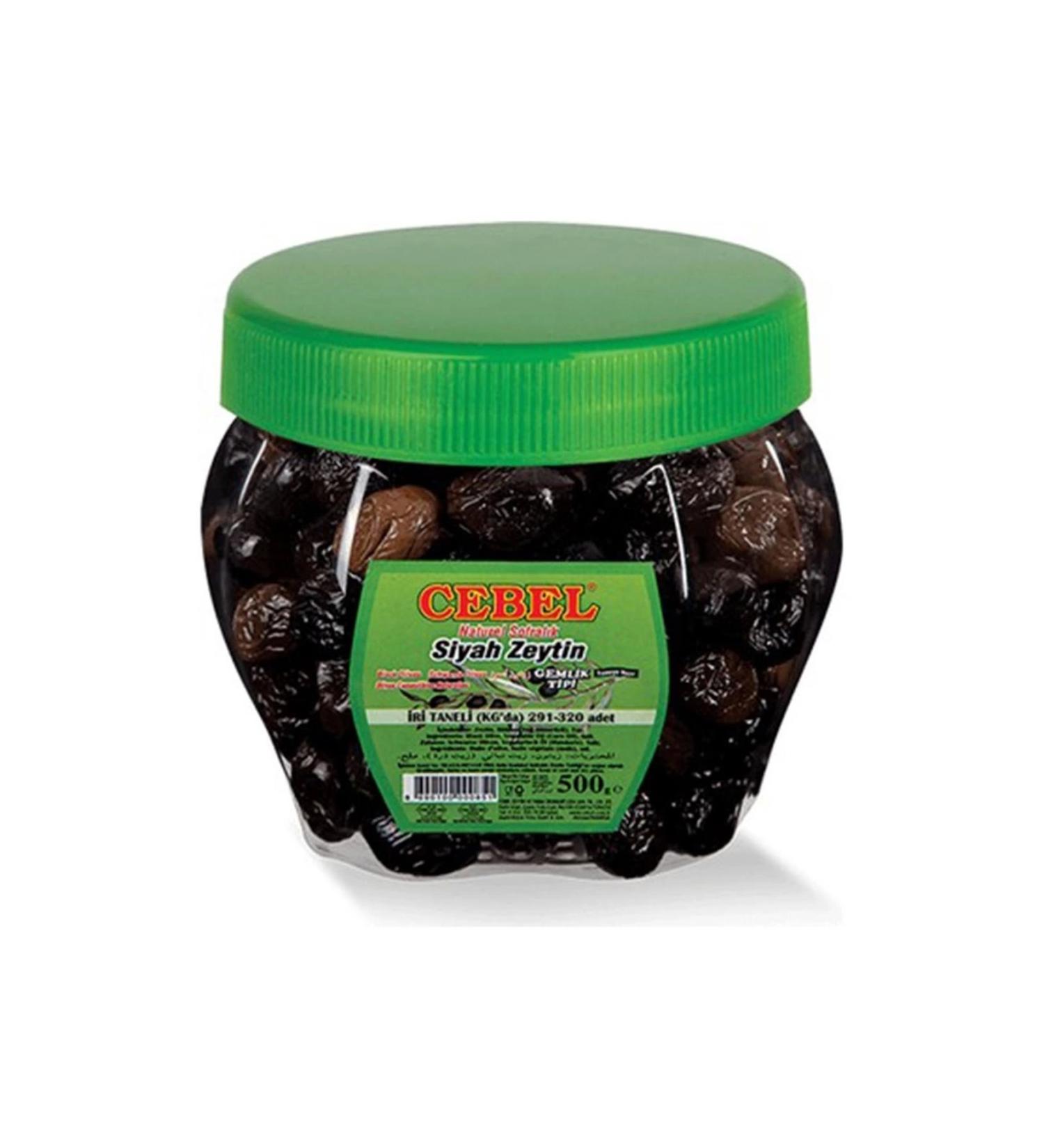 Cebel Black Olives Coarse Grain 291-320 Pet 500 gr