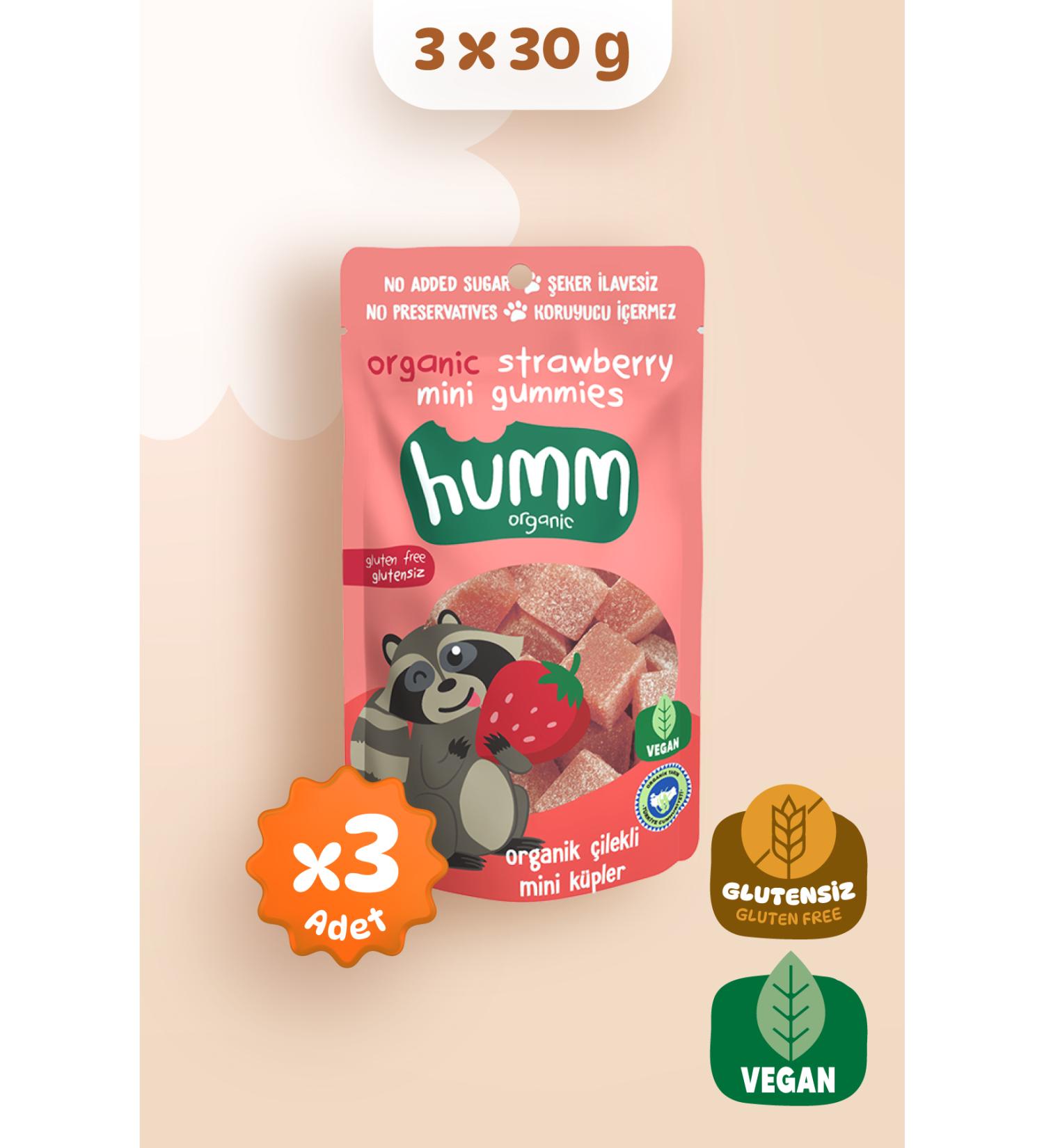 Humm Organic Organic Strawberry Vegan Mini Cubes 30g X 3 Pieces - Buy Online on GoSupps.com