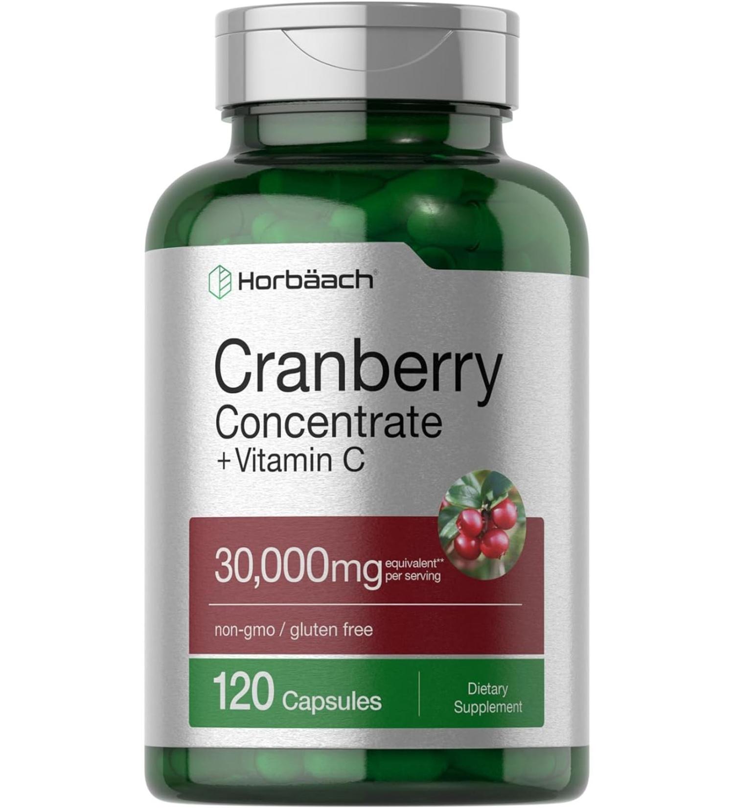 Horbaach Horb ach Cranberry Concentrate Extract Pills + Vitamin C | 30 000 mg | 120 Capsules - Buy Online on GoSupps.com