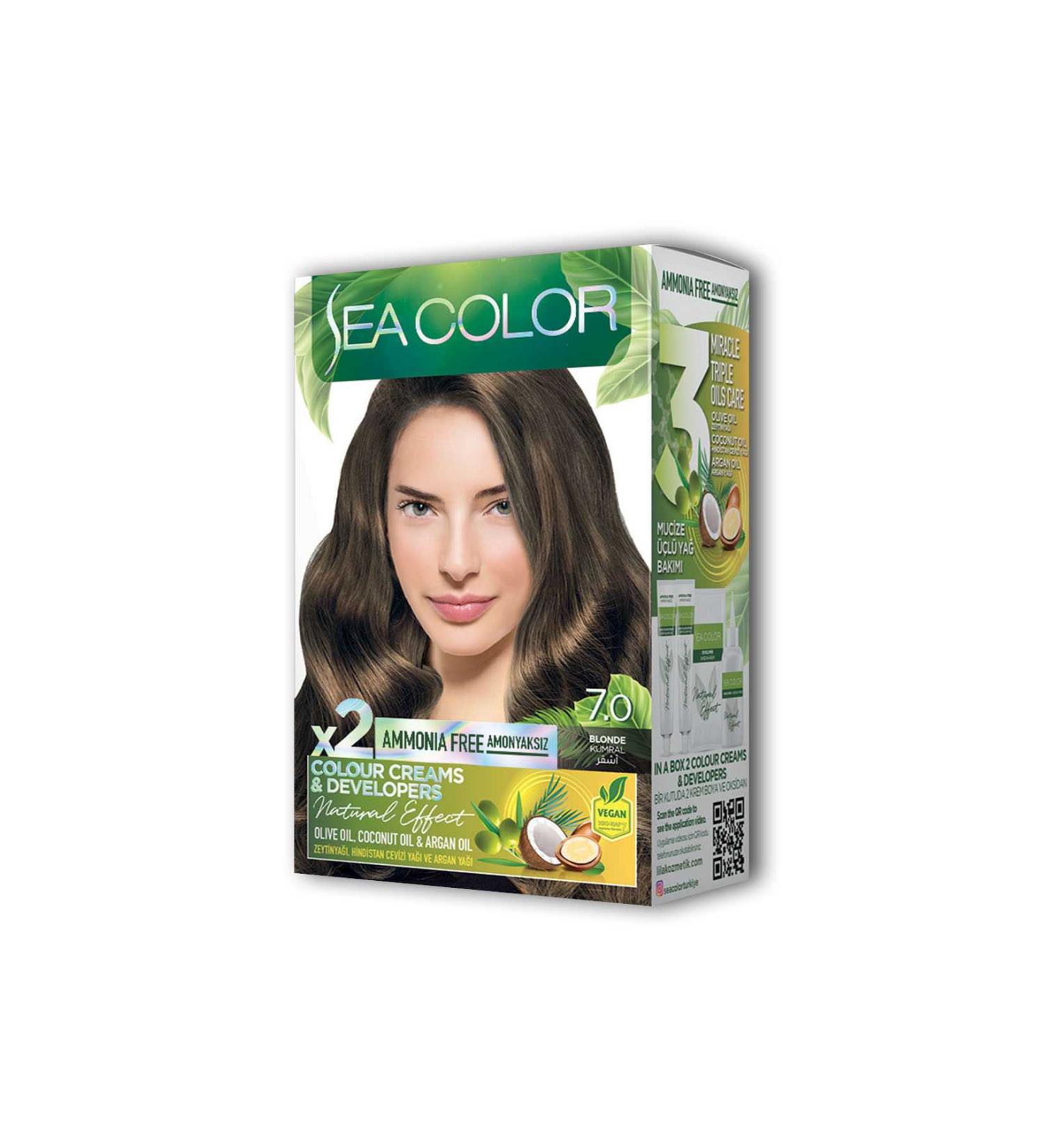 Sea Color 2 Tube Cream Hair Dye Set Blonde No: 7.0