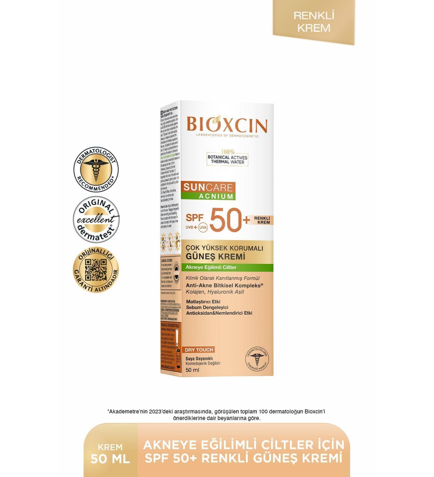 Bioxcin Sun Care Tinted Sunscreen for Acne Prone Skin 50 Spf - Tinted Acne Dry Touch Matte - Buy Online on GoSupps.com