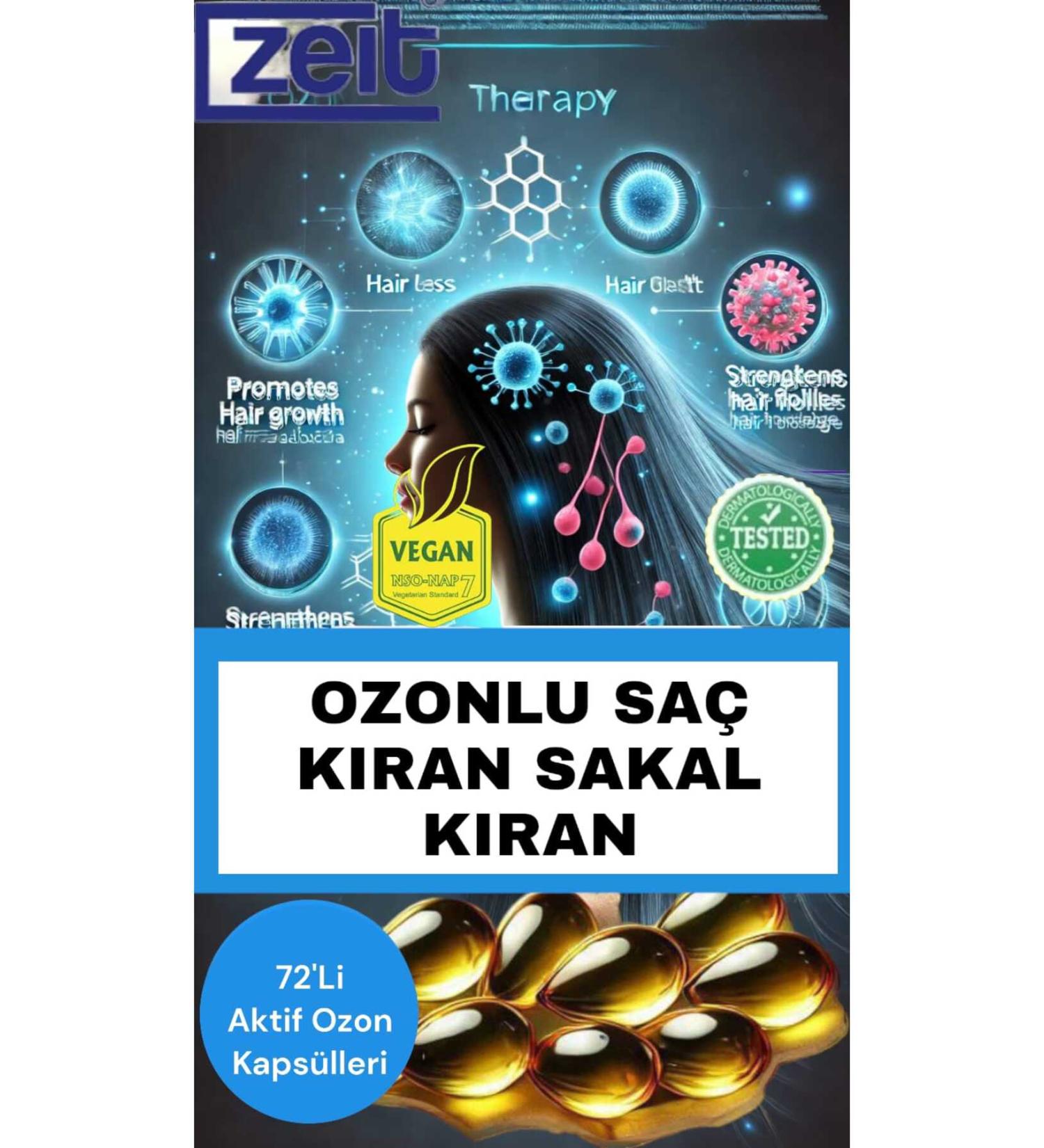 ZEIT OZON Ozone Hair Care Serum Anti-Hair and Beard Thinning Fast Hair Growth Support 72 Ozone Capsules - Buy Online on GoSupps.com