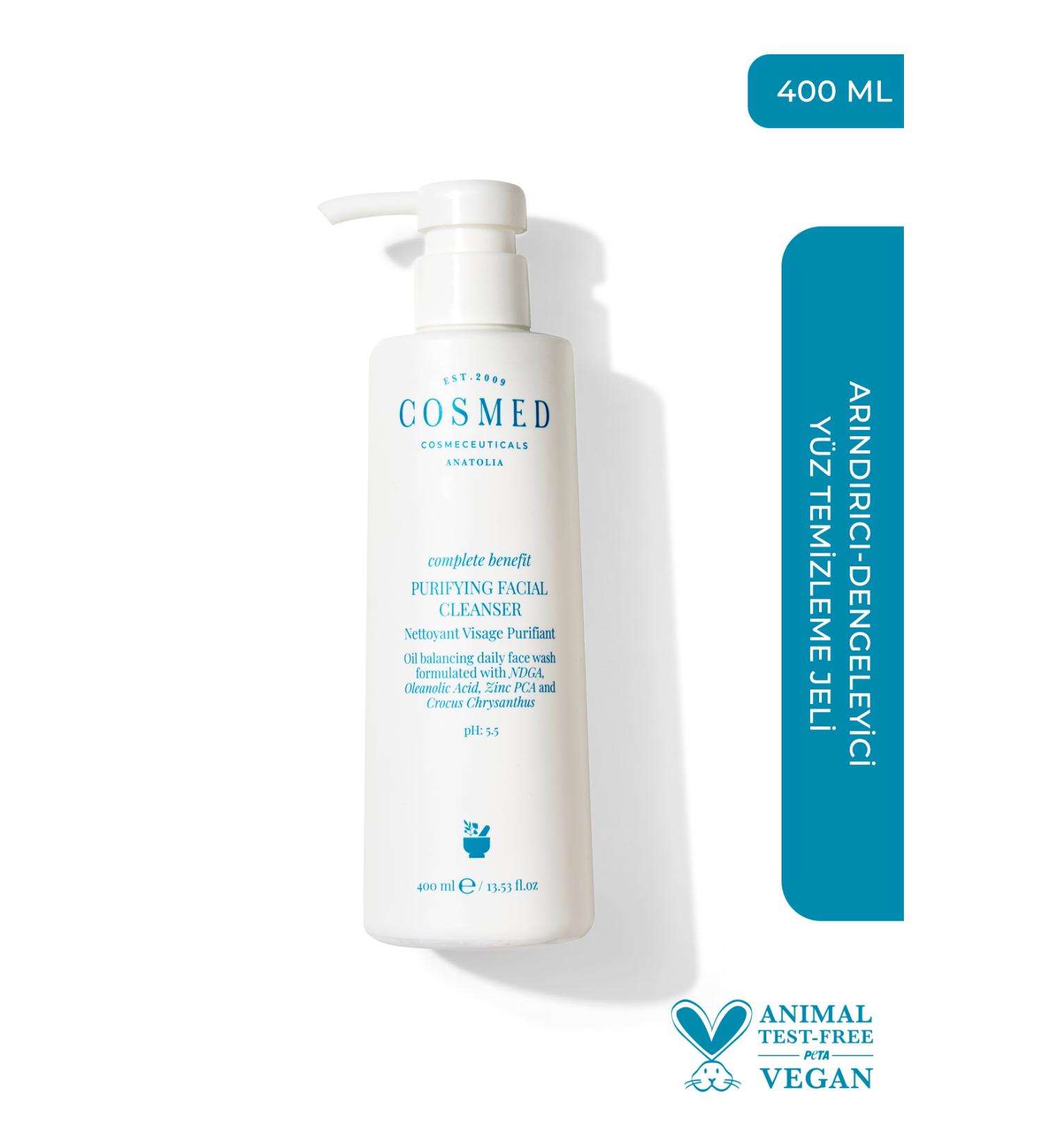 COSMED Complete Benefit Purifying Facial Cleanser/Gel for Oily and Acne Prone Skin 400 ml