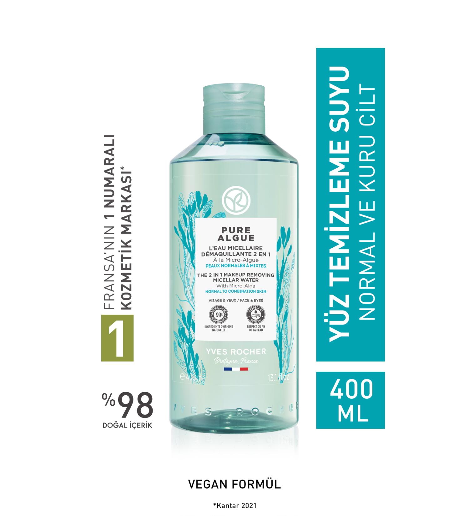 Yves Rocher Pure Algue Prebiotic Micellar Water for Normal and Dry Skin - 400 ml - Buy Online on GoSupps.com