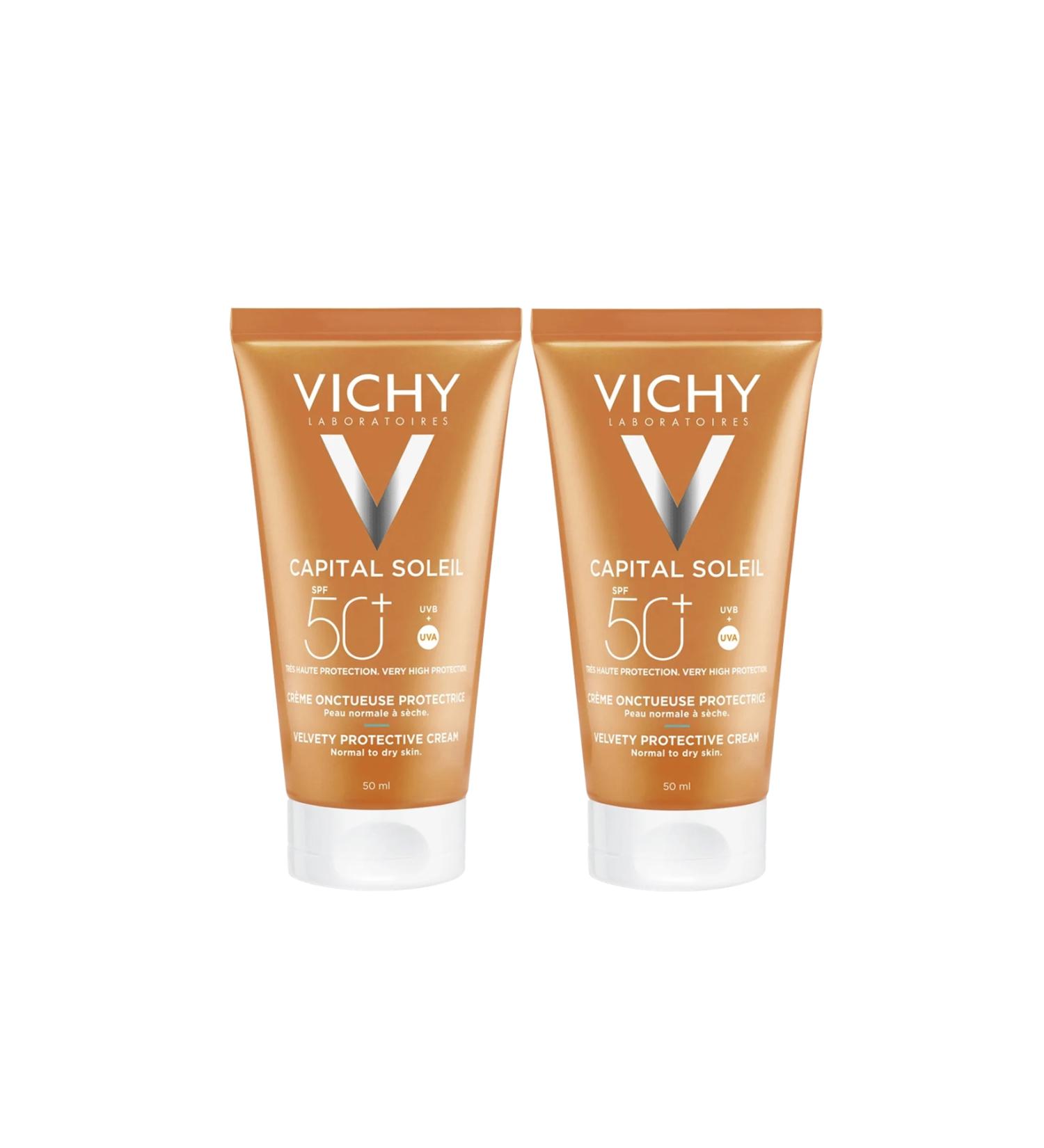 Vichy Capital Soleil Velvety SPF 50 Sunscreen Face Cream 50 ml 2 Pieces
