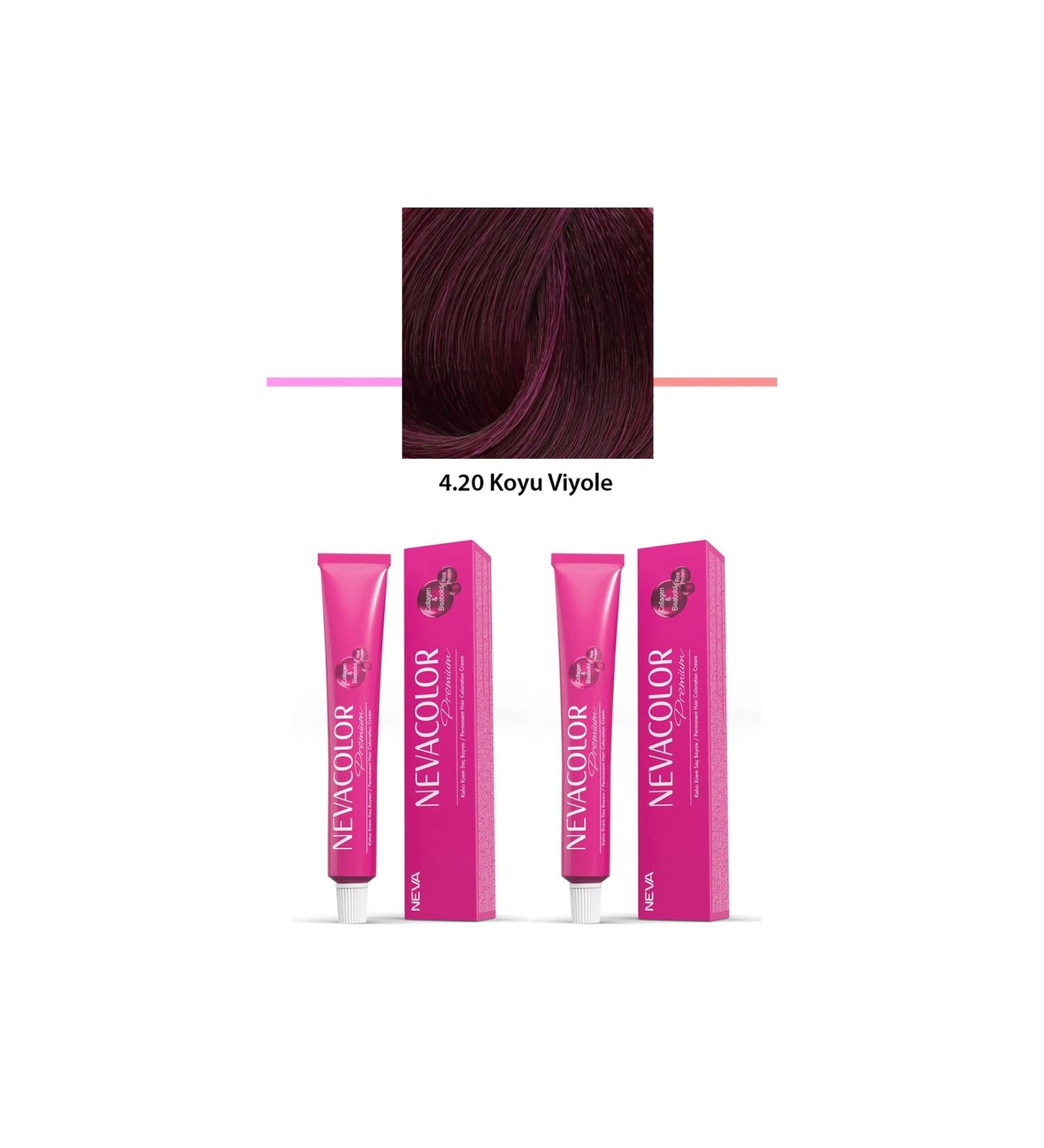 Set of 2 Premium 4.20 Dark Violet - Permanent Cream Hair Dye 2 X 50 g Tube