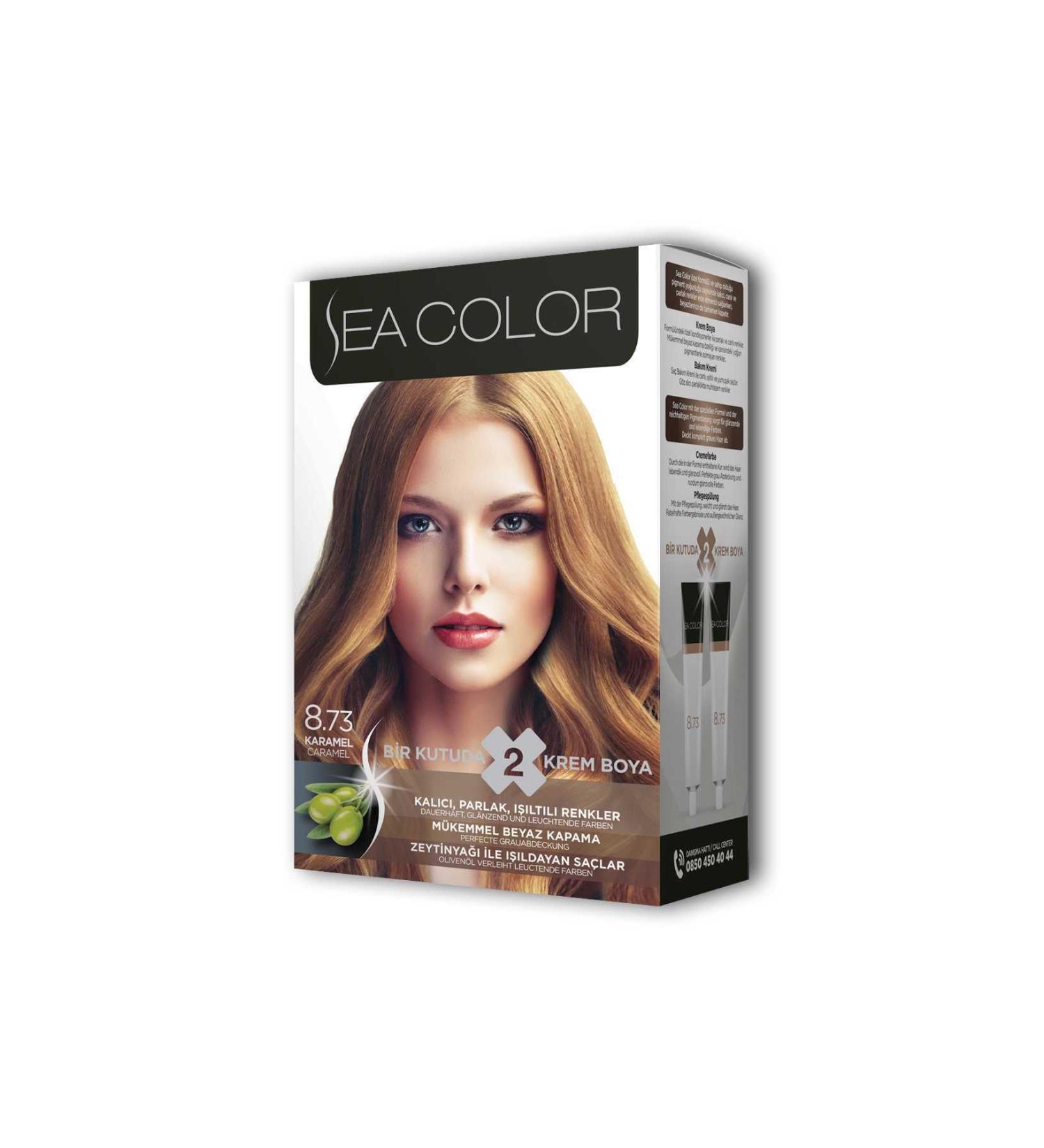 Sea Color 2 Tube Cream Hair Dye Set Caramel No:8.73