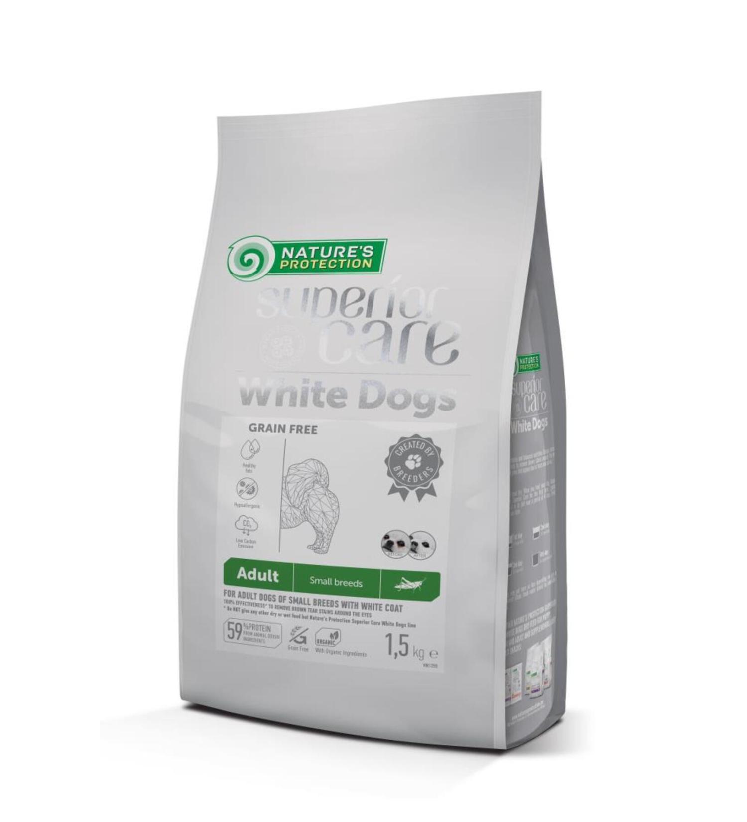 Nature's Protection Grain-Free Larva Protein Complete Food for Adult Small Breed White Haired Dogs 1.5 Kg
