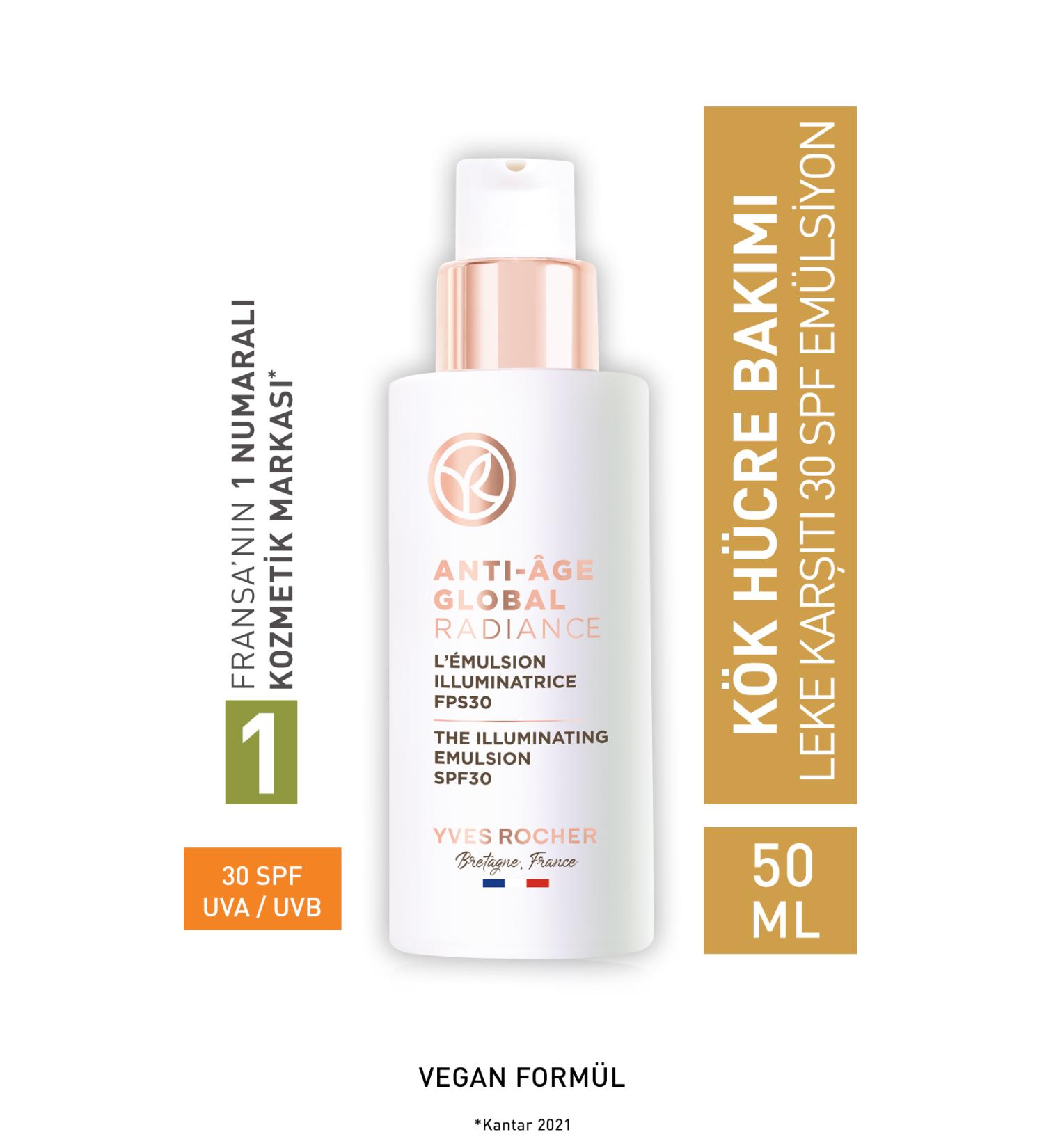 Yves Rocher Anti-Stain and Anti-Aging Herbal Stem Cell Care Anti-age Global Radiance- Vitamin E - 30 Spf Cream - Buy Online on GoSupps.com